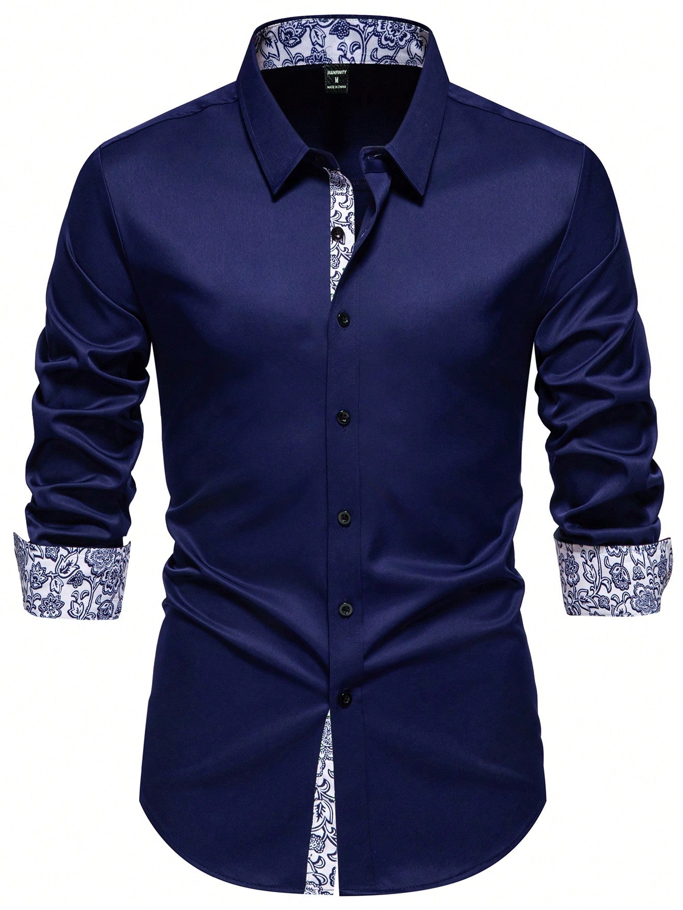 Stylish Manfinity Homme Floral Patchwork Long Sleeve Shirt - Perfect for Spring & Autumn Parties