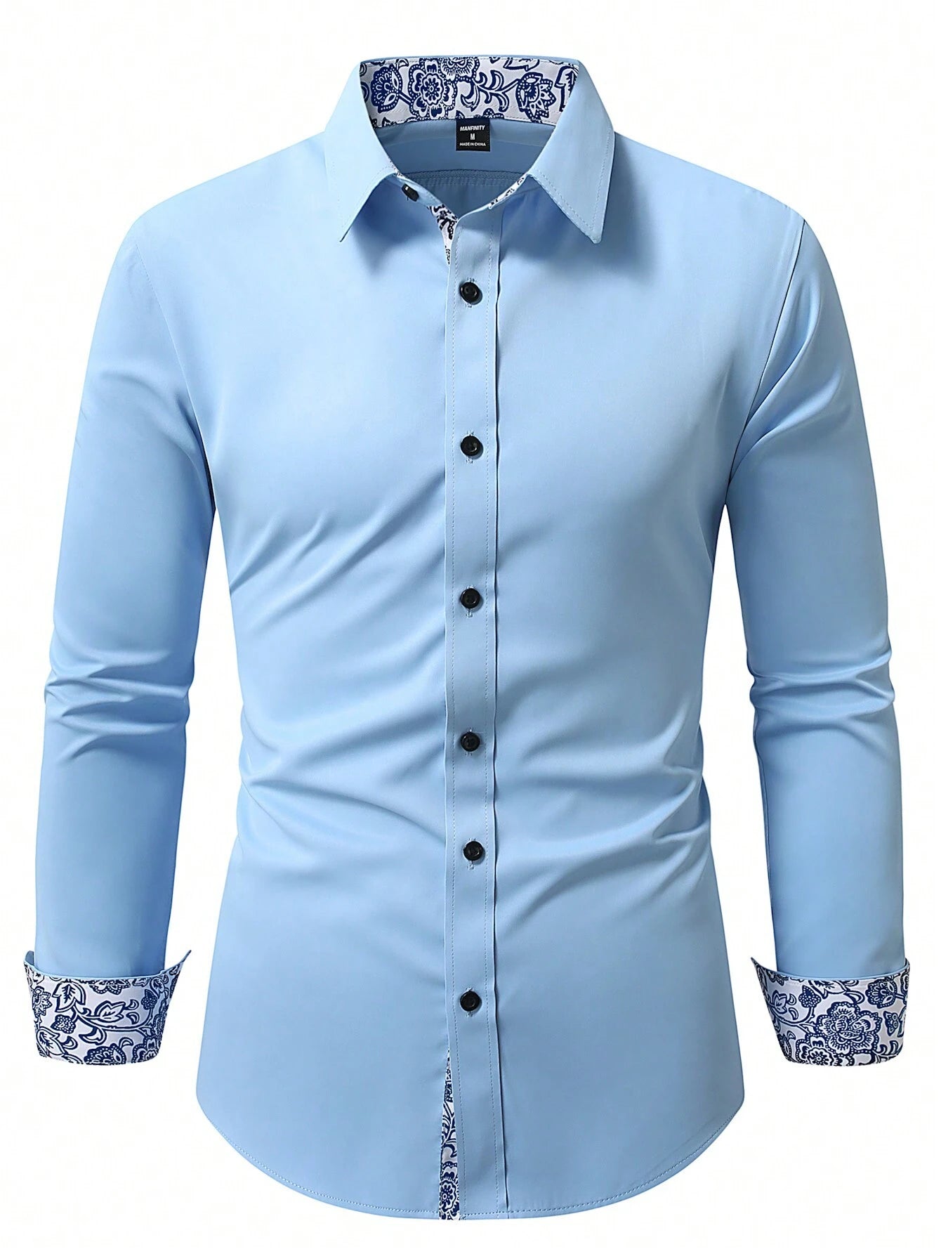 Stylish Manfinity Homme Floral Patchwork Long Sleeve Shirt - Perfect for Spring & Autumn Parties