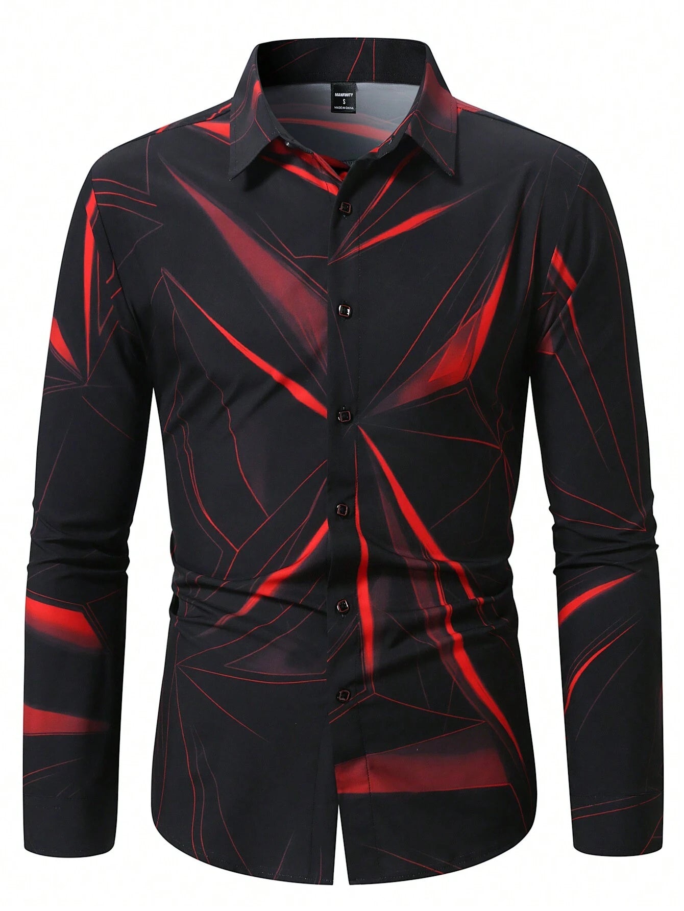 Manfinity LEGND Men's Vintage Geometric Long Sleeve Shirt - Perfect for Prom, Dads & Matching Outfits!