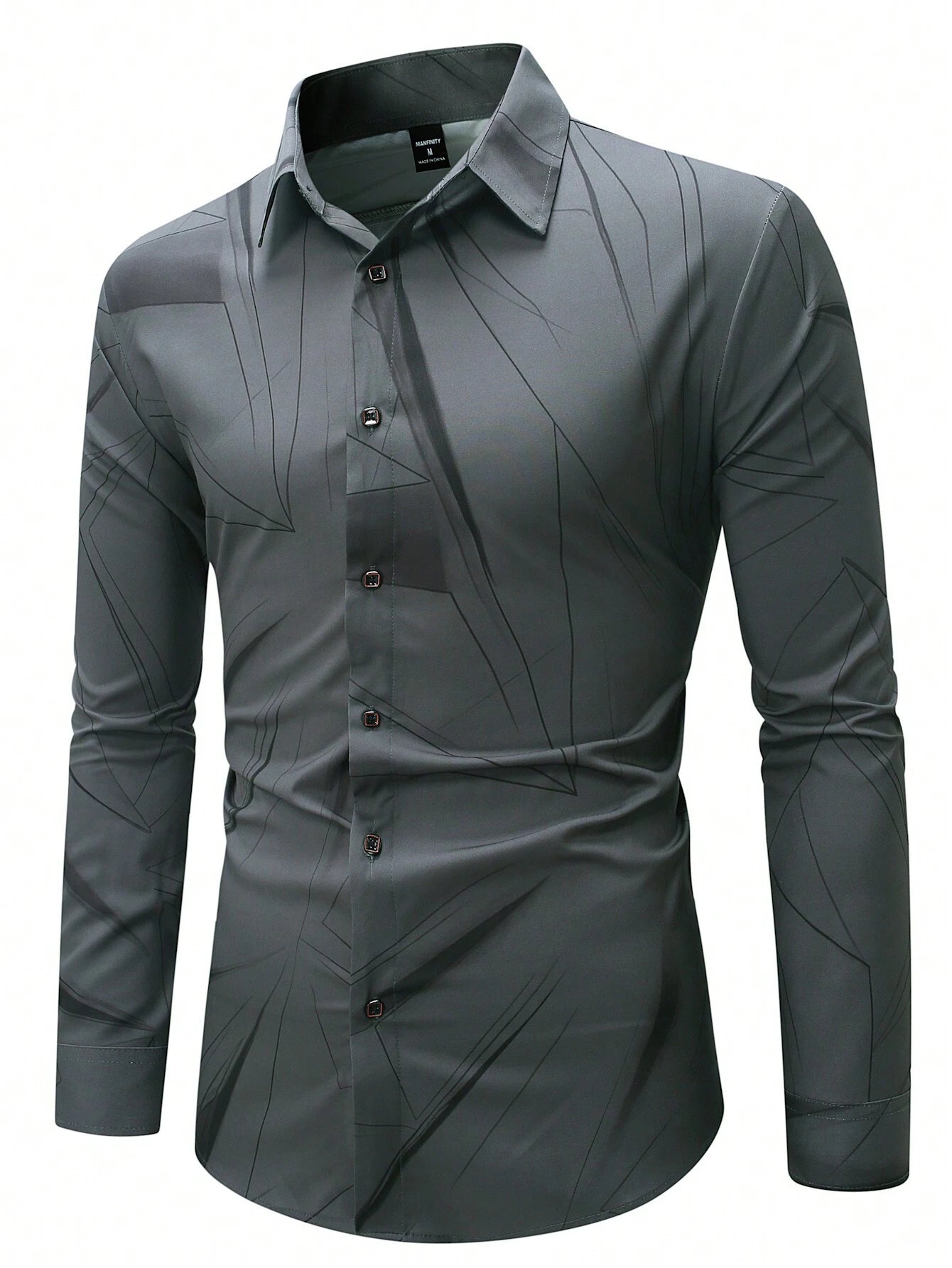 Manfinity LEGND Men's Vintage Geometric Long Sleeve Shirt - Perfect for Prom, Dads & Matching Outfits!