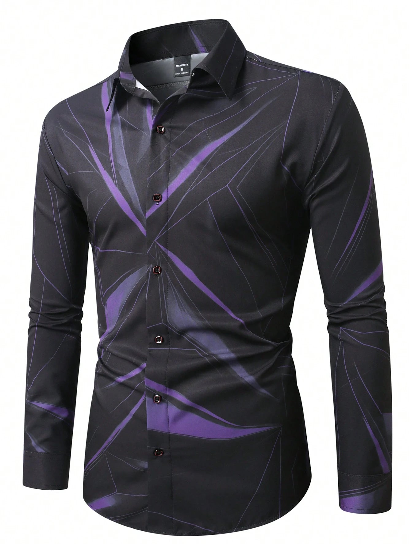 Manfinity LEGND Men's Vintage Geometric Long Sleeve Shirt - Perfect for Prom, Dads & Matching Outfits!