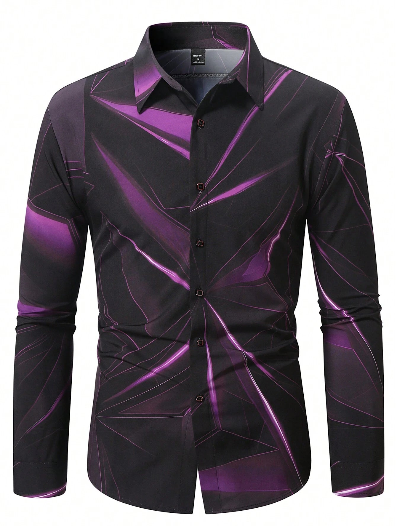 Manfinity LEGND Men's Vintage Geometric Long Sleeve Shirt - Perfect for Prom, Dads & Matching Outfits!