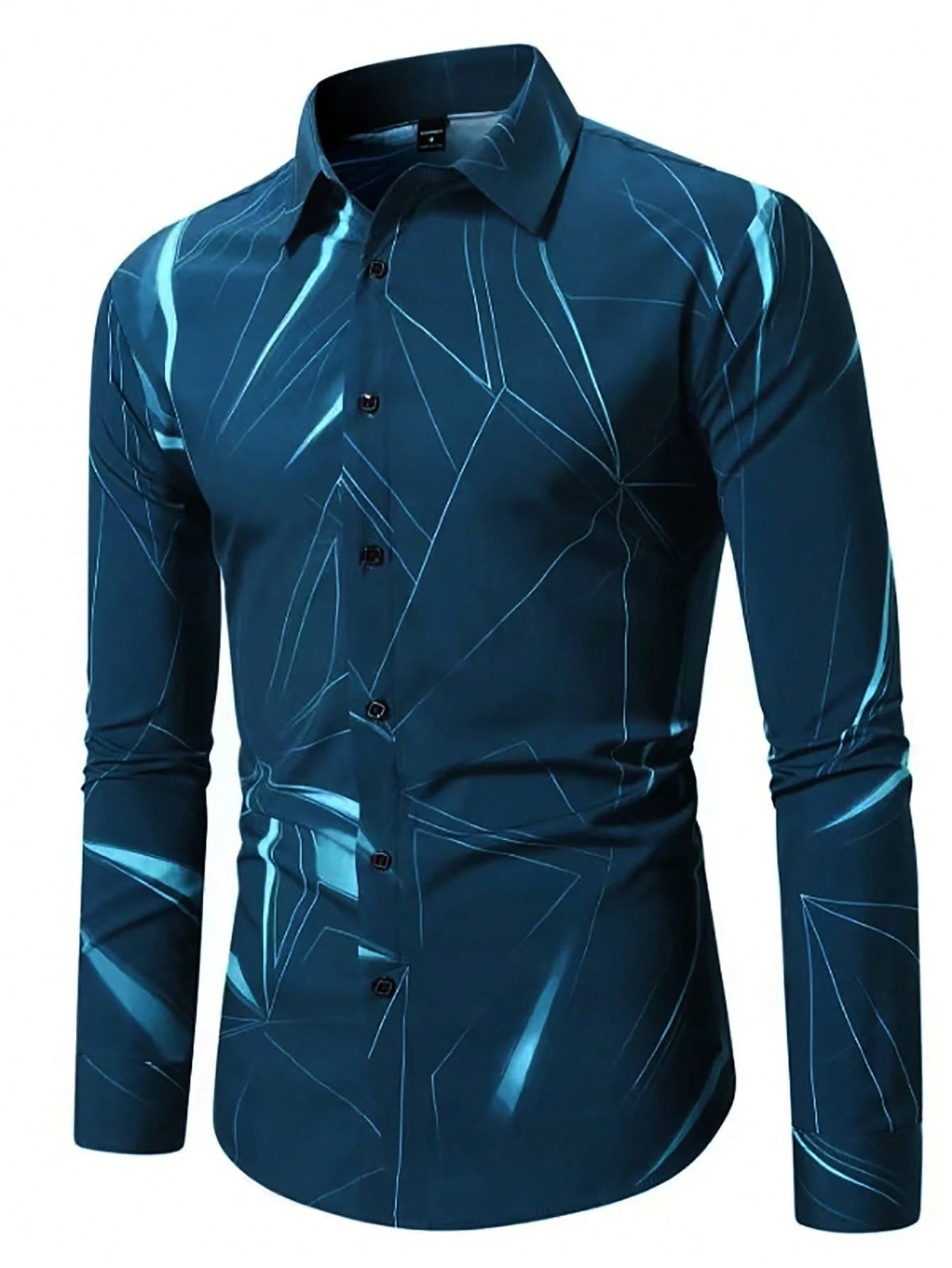 Manfinity LEGND Men's Vintage Geometric Long Sleeve Shirt - Perfect for Prom, Dads & Matching Outfits!