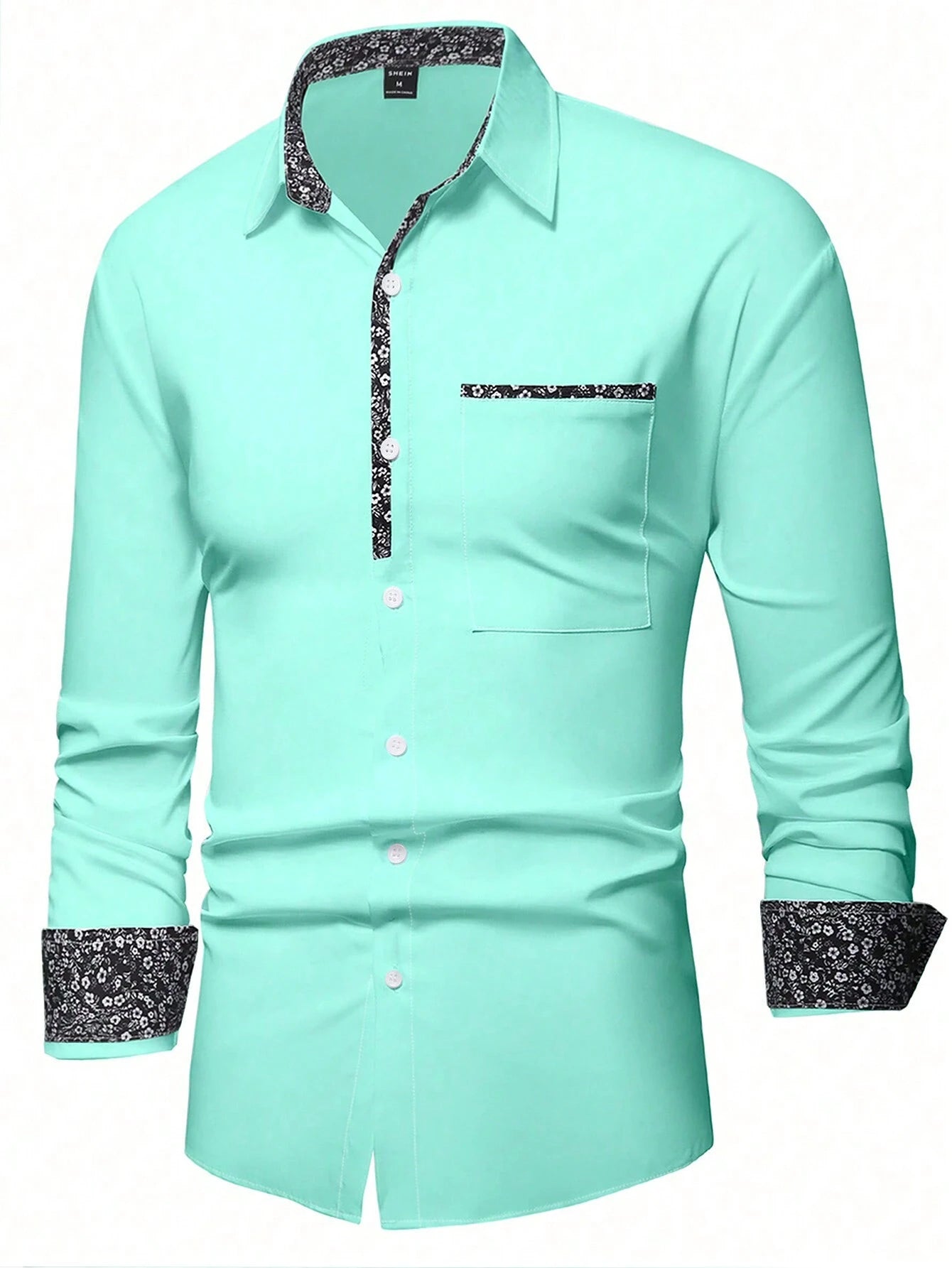 Stylish Orange Patchwork Long Sleeve Shirt for Men - Perfect for Casual Fashion