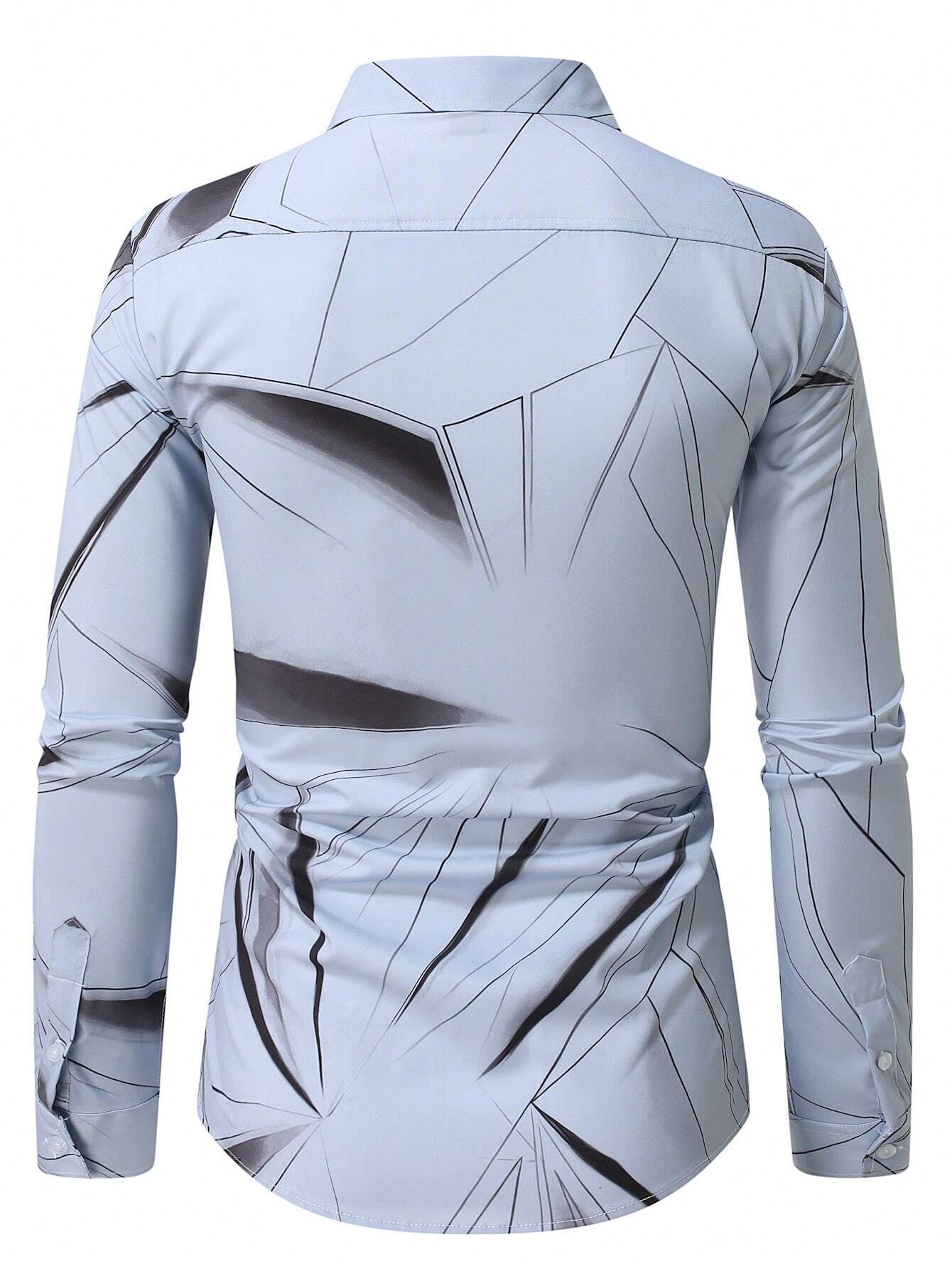 Manfinity LEGND Men's Vintage Geometric Long Sleeve Shirt - Perfect for Prom, Dads & Matching Outfits!