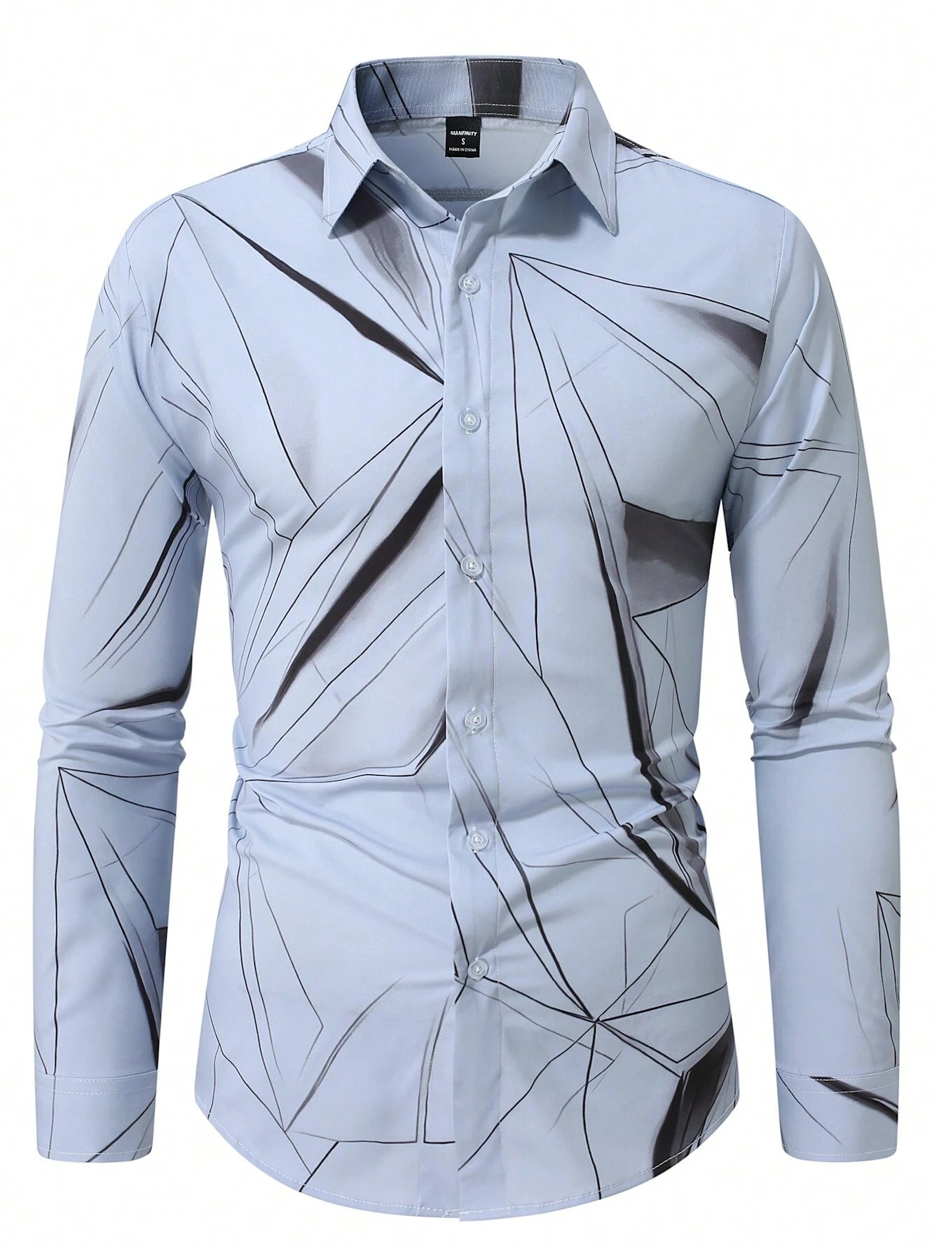 Manfinity LEGND Men's Vintage Geometric Long Sleeve Shirt - Perfect for Prom, Dads & Matching Outfits!