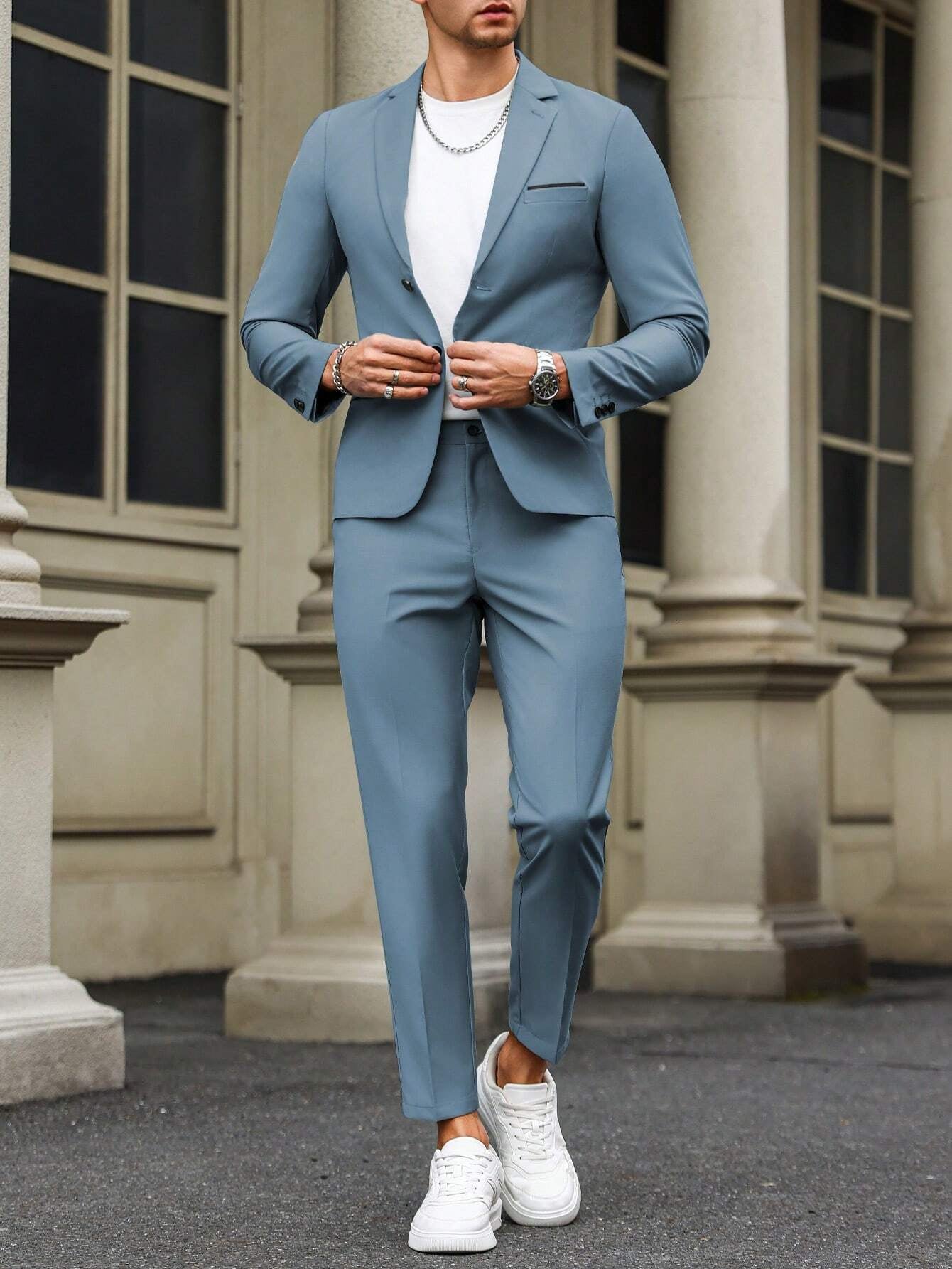 Stylish Manfinity Men's Casual Blazer & Slant Pocket Pants Suit Set - Perfect for Any Occasion!