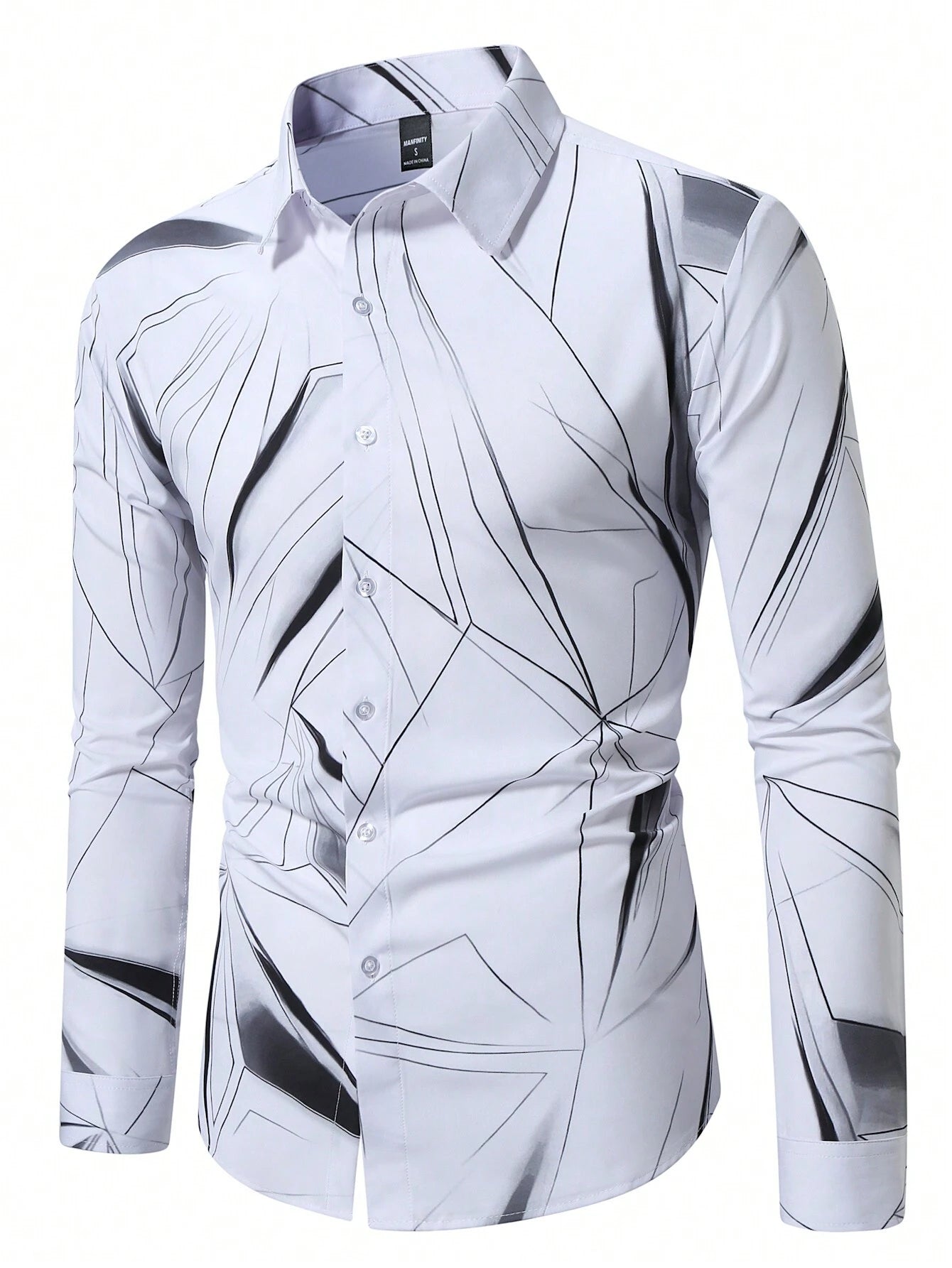 Manfinity LEGND Men's Vintage Geometric Long Sleeve Shirt - Perfect for Prom, Dads & Matching Outfits!