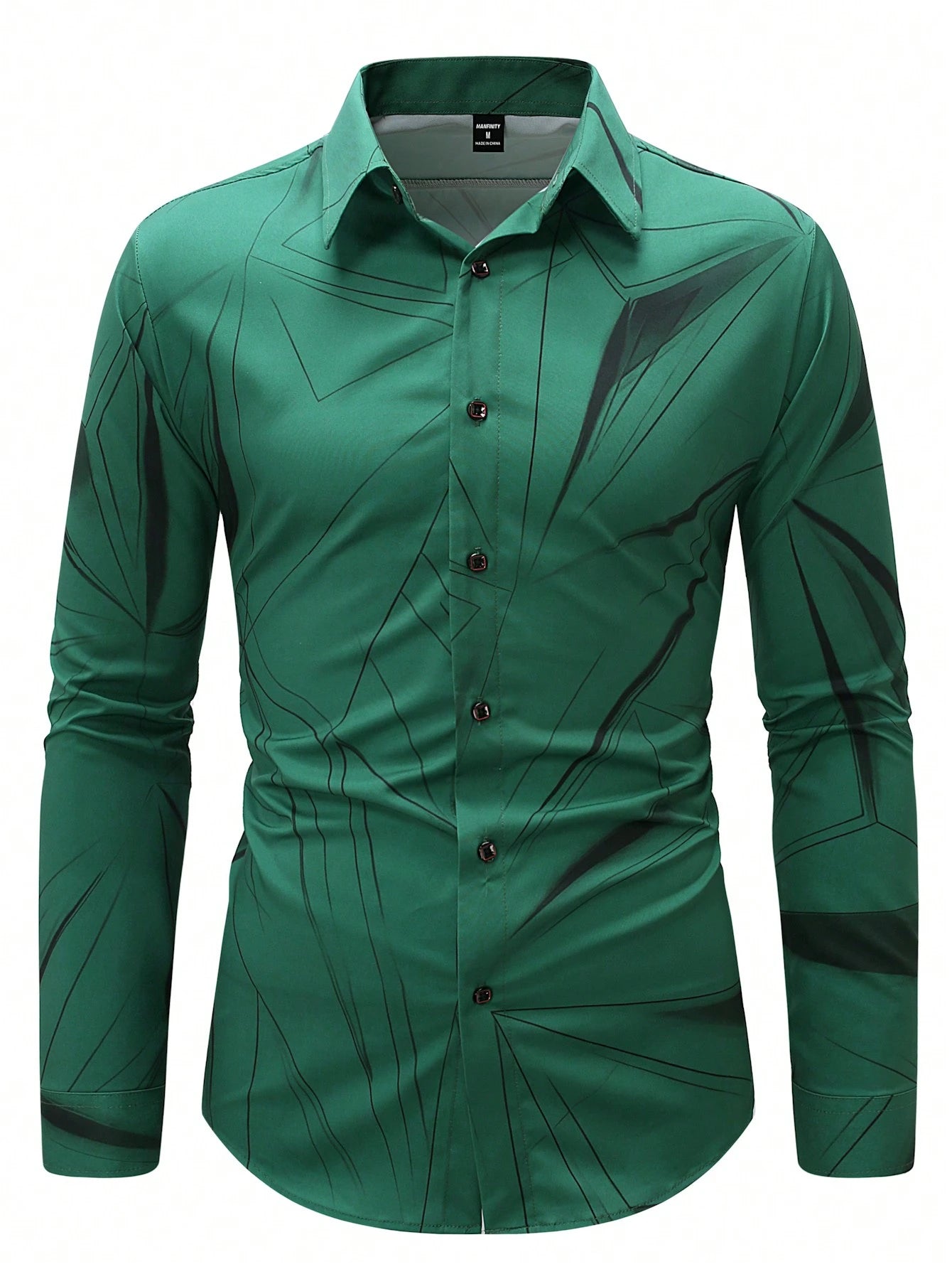 Manfinity LEGND Men's Vintage Geometric Long Sleeve Shirt - Perfect for Prom, Dads & Matching Outfits!