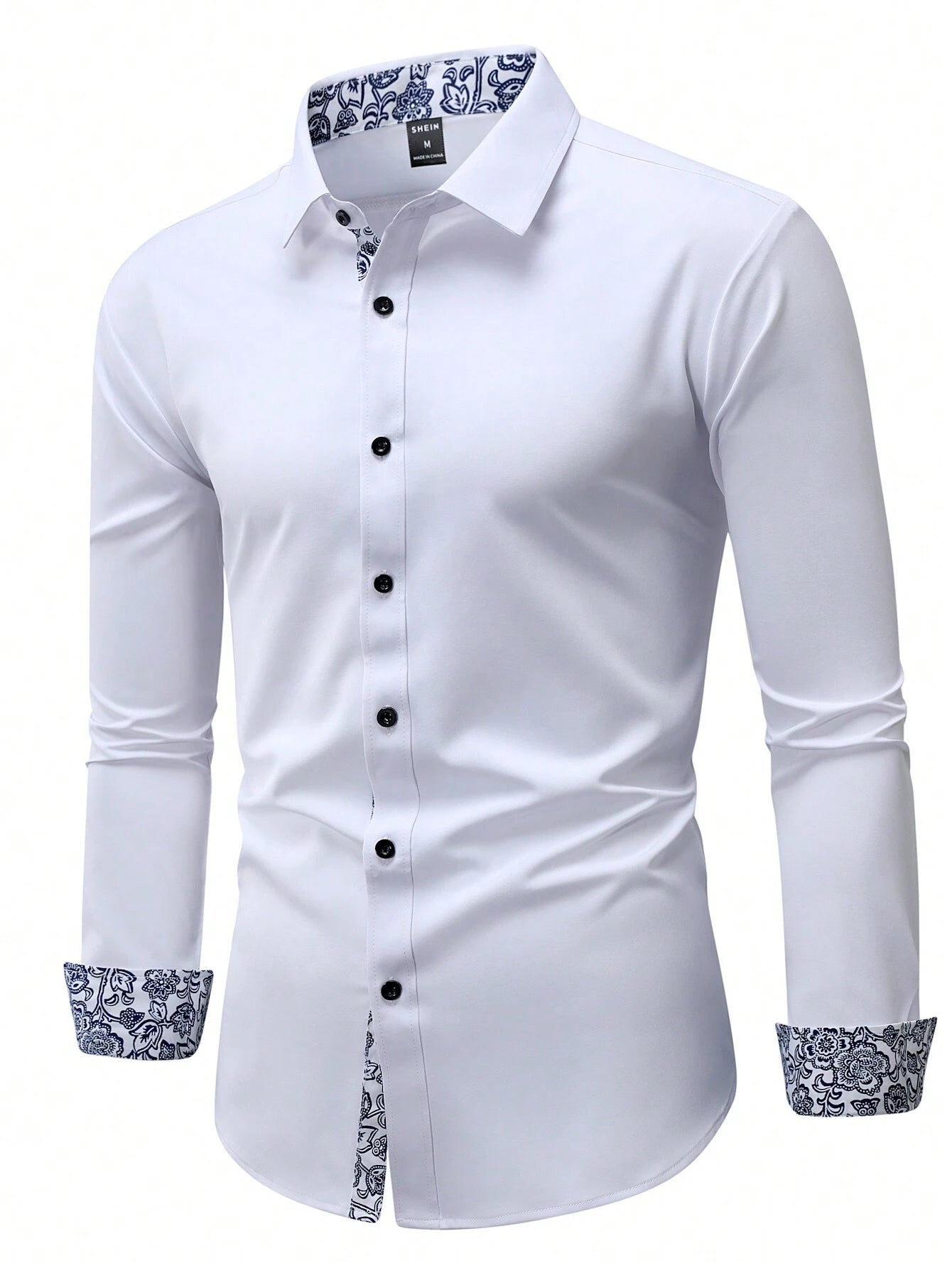 Stylish Manfinity Homme Floral Patchwork Long Sleeve Shirt - Perfect for Spring & Autumn Parties