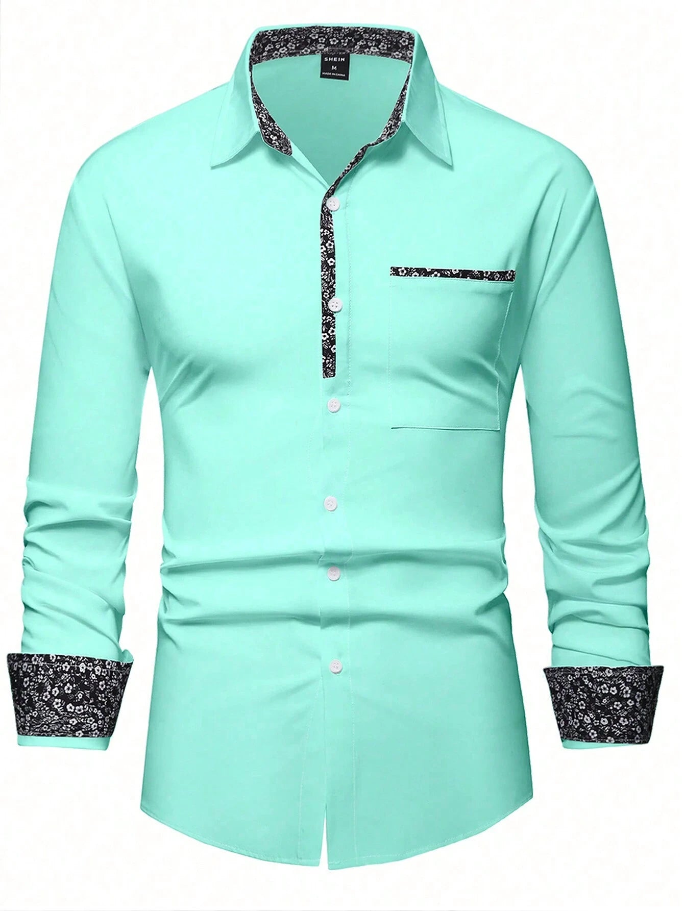 Stylish Orange Patchwork Long Sleeve Shirt for Men - Perfect for Casual Fashion