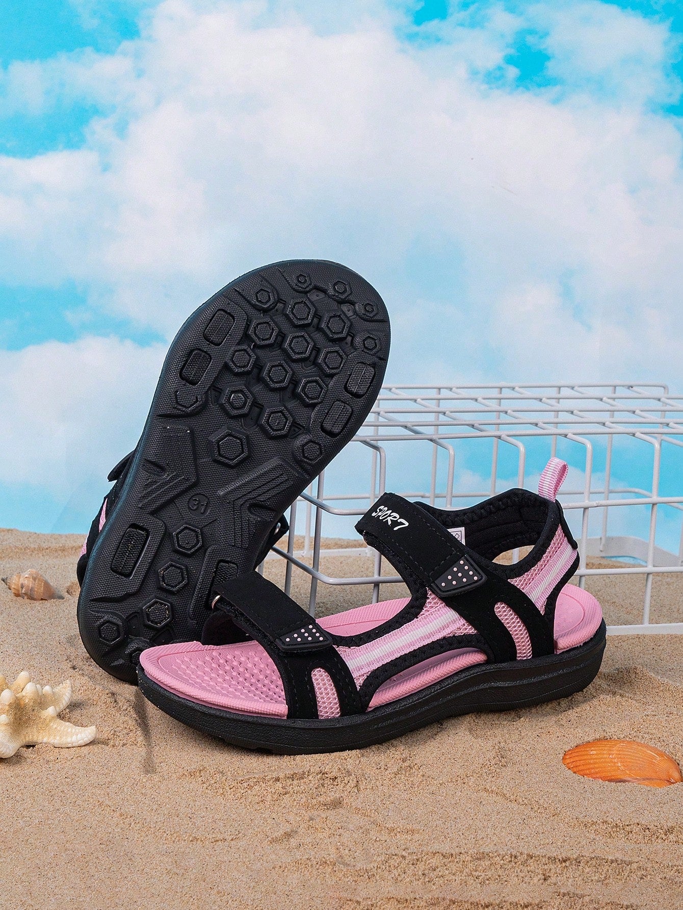 Girls' Spring/Summer Breathable Sports Sandals - Lightweight, Comfortable, Anti-Slip Sole with Dual Strap for Easy On/Off, Ideal for Daily Outdoor and Beach Wear