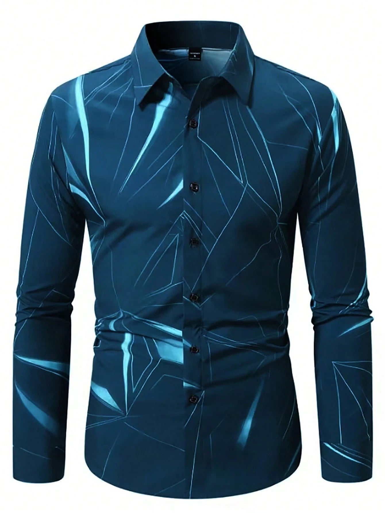 Manfinity LEGND Men's Vintage Geometric Long Sleeve Shirt - Perfect for Prom, Dads & Matching Outfits!