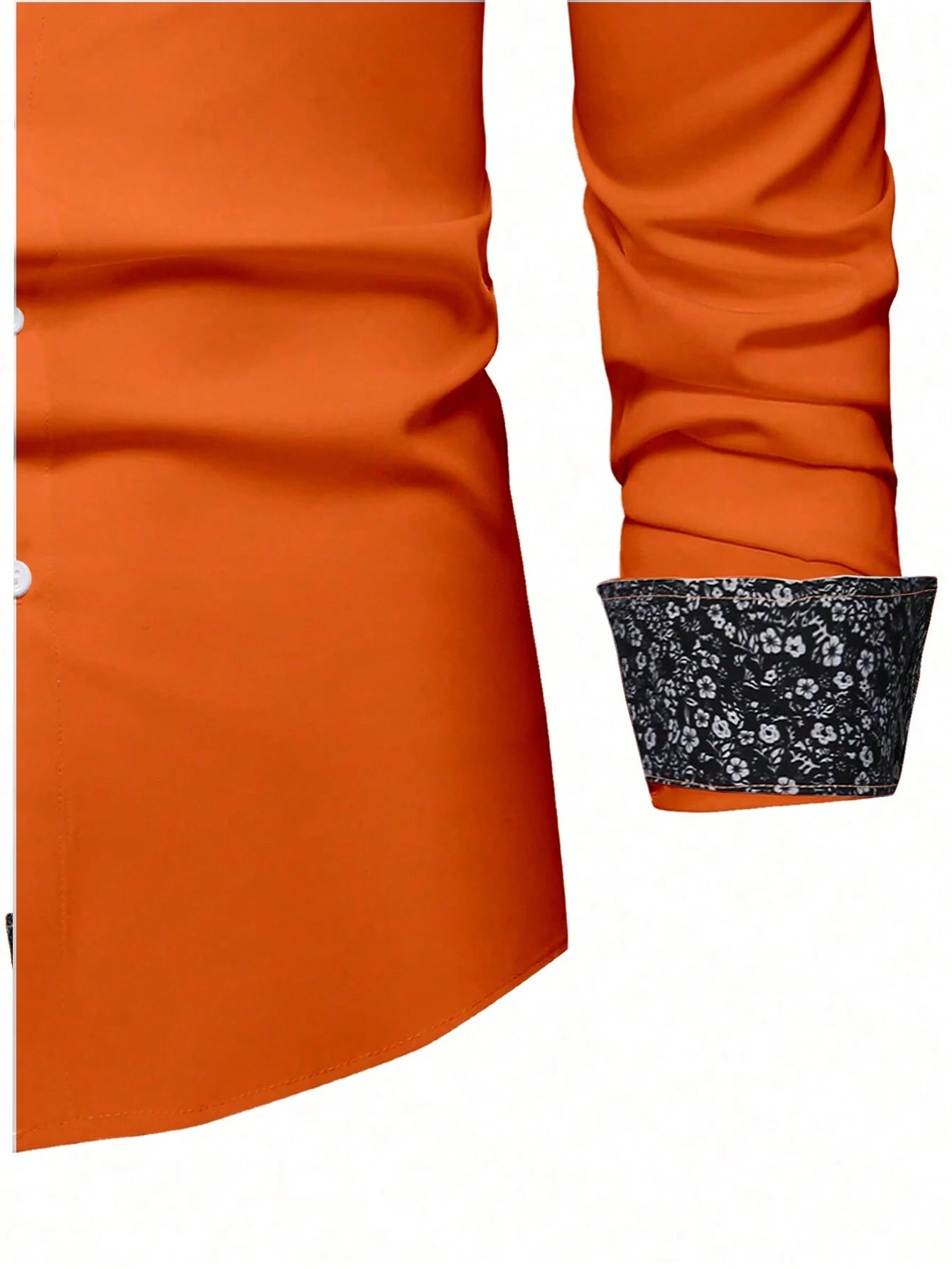 Stylish Orange Patchwork Long Sleeve Shirt for Men - Perfect for Casual Fashion