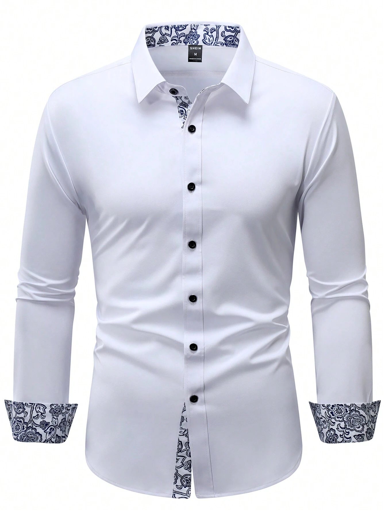 Stylish Manfinity Homme Floral Patchwork Long Sleeve Shirt - Perfect for Spring & Autumn Parties