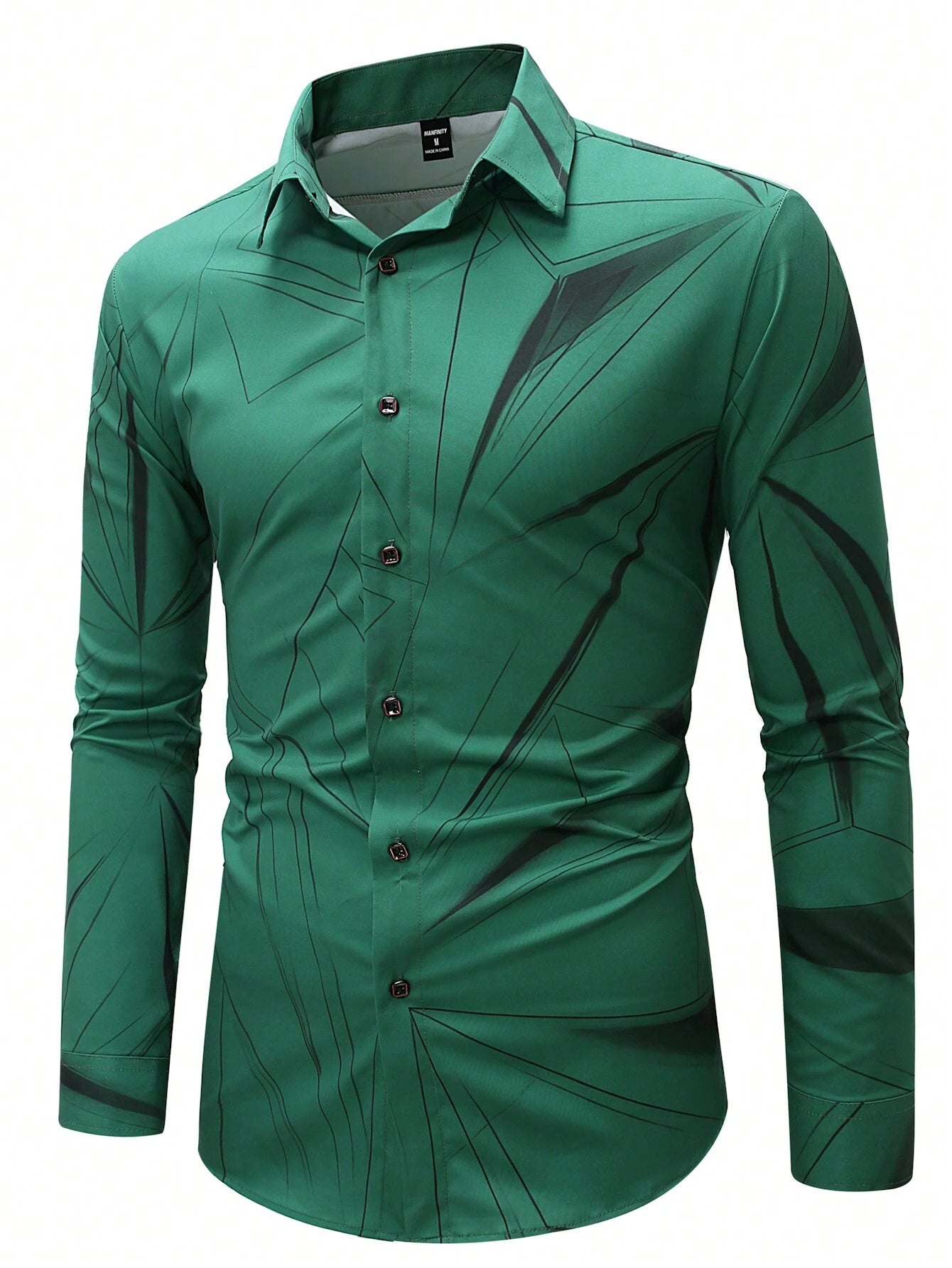 Manfinity LEGND Men's Vintage Geometric Long Sleeve Shirt - Perfect for Prom, Dads & Matching Outfits!