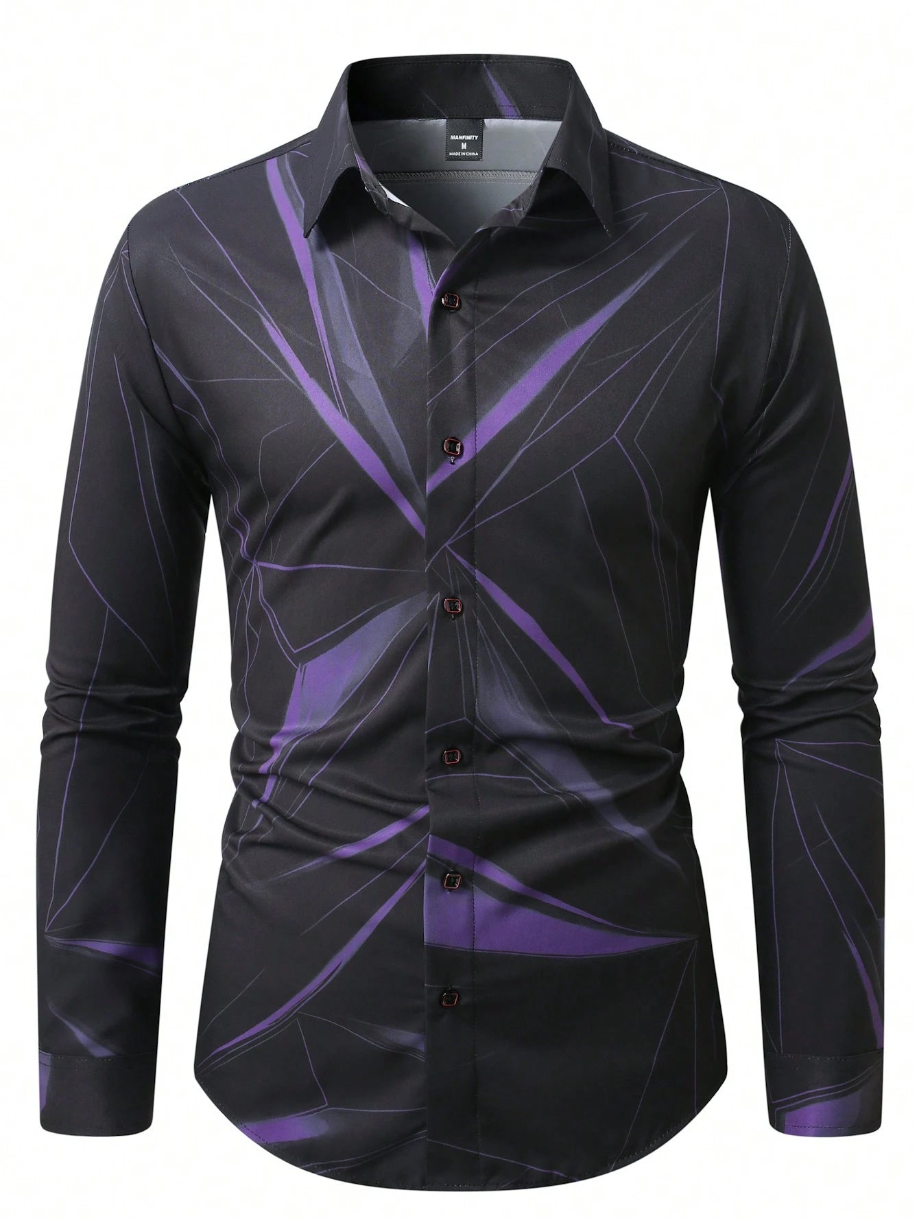 Manfinity LEGND Men's Vintage Geometric Long Sleeve Shirt - Perfect for Prom, Dads & Matching Outfits!