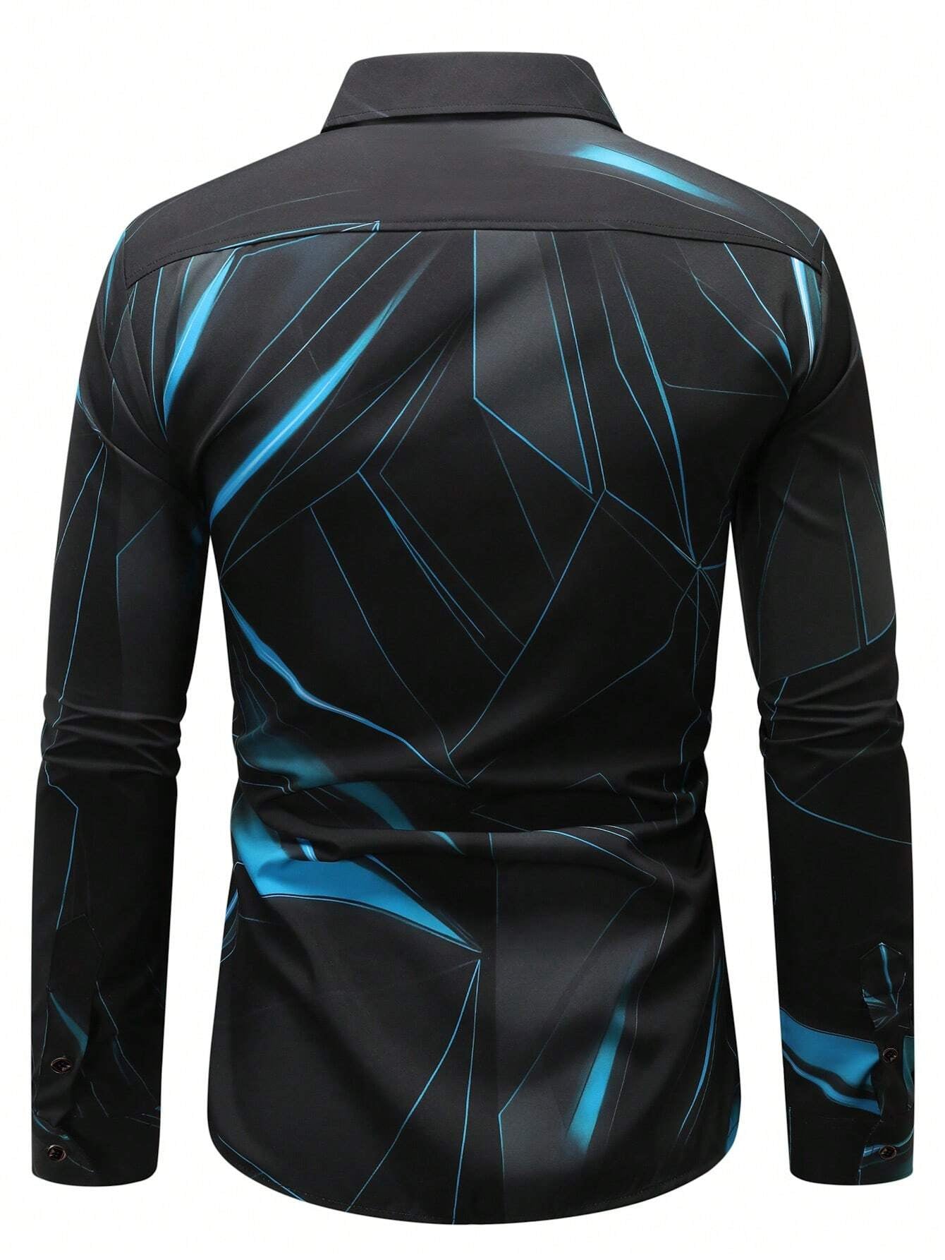 Manfinity LEGND Men's Vintage Geometric Long Sleeve Shirt - Perfect for Prom, Dads & Matching Outfits!