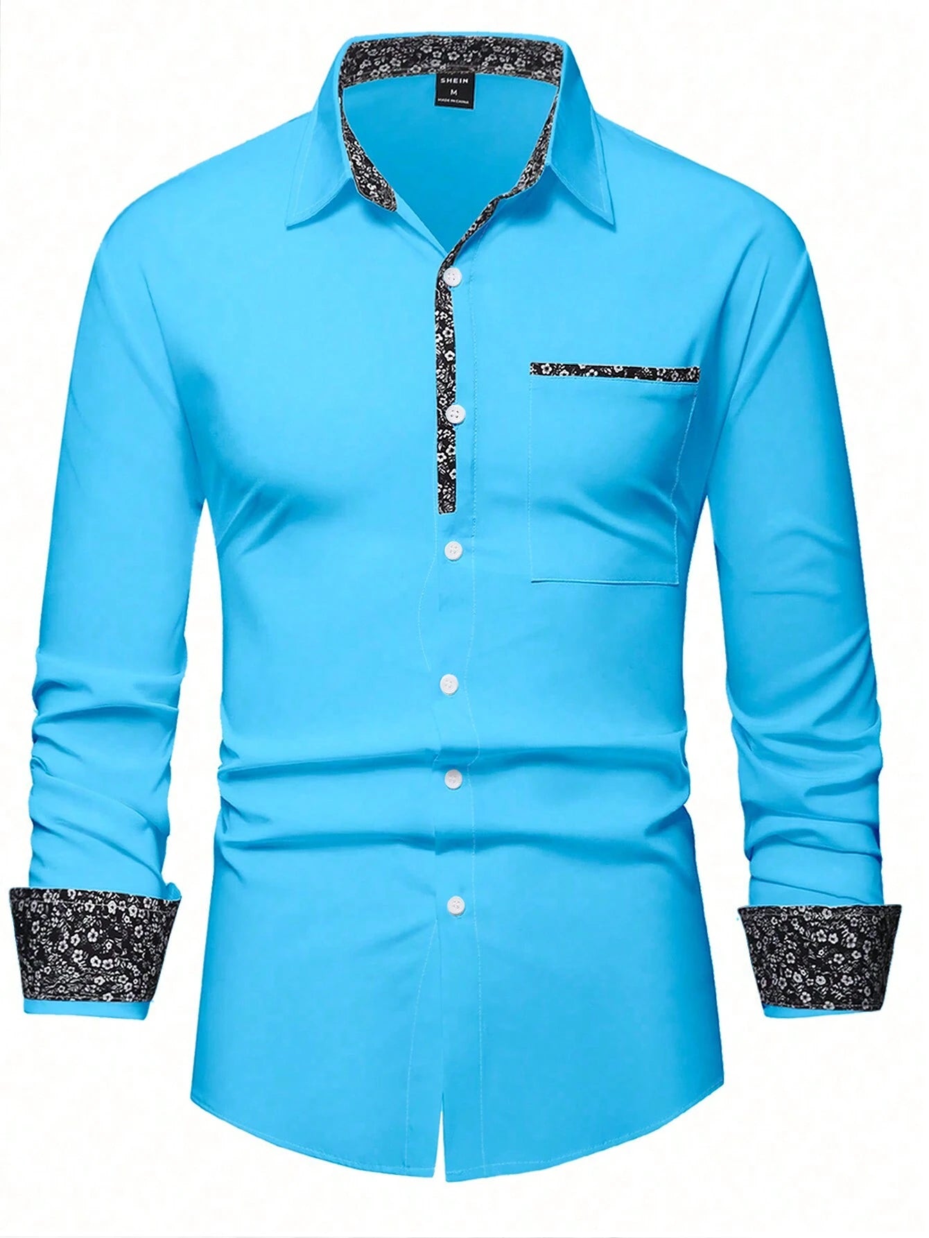 Stylish Orange Patchwork Long Sleeve Shirt for Men - Perfect for Casual Fashion