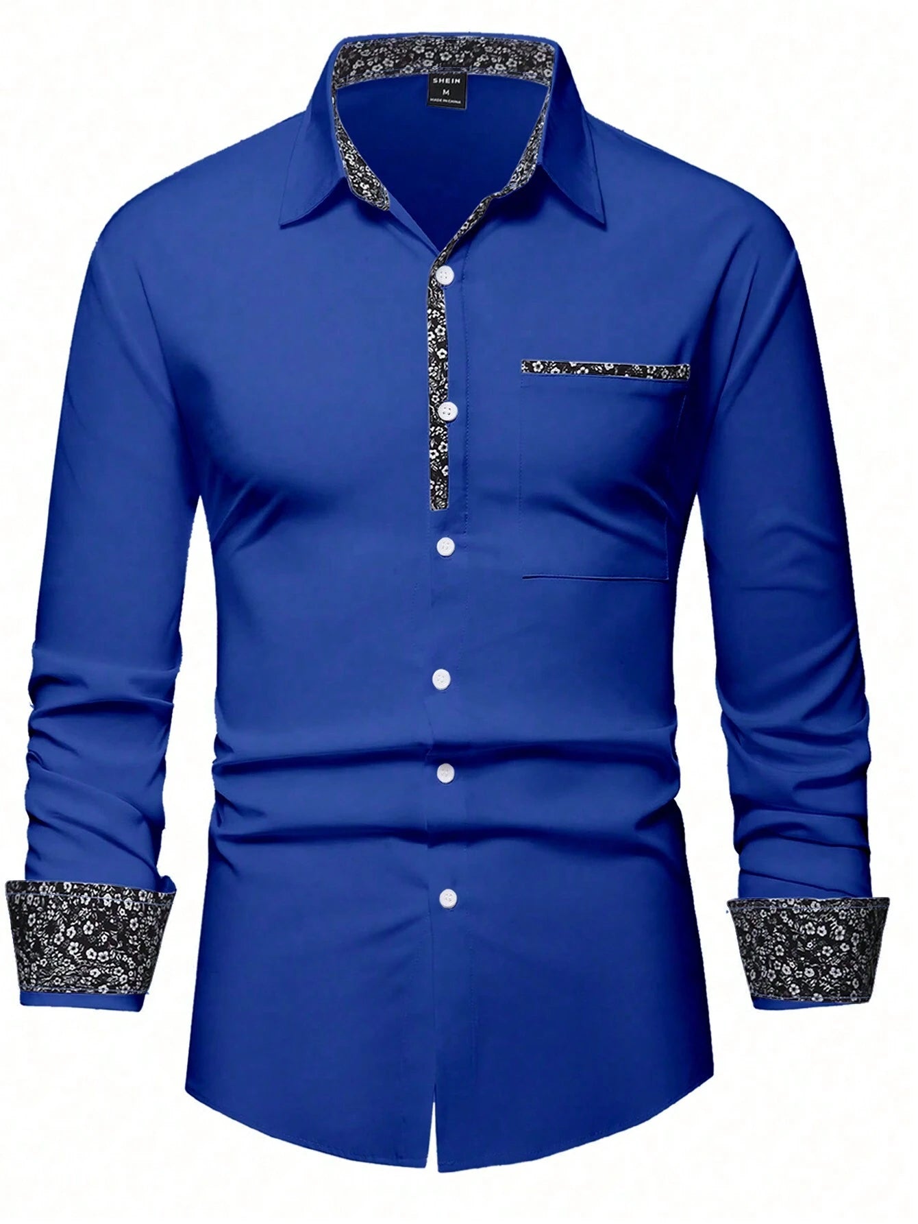 Stylish Orange Patchwork Long Sleeve Shirt for Men - Perfect for Casual Fashion