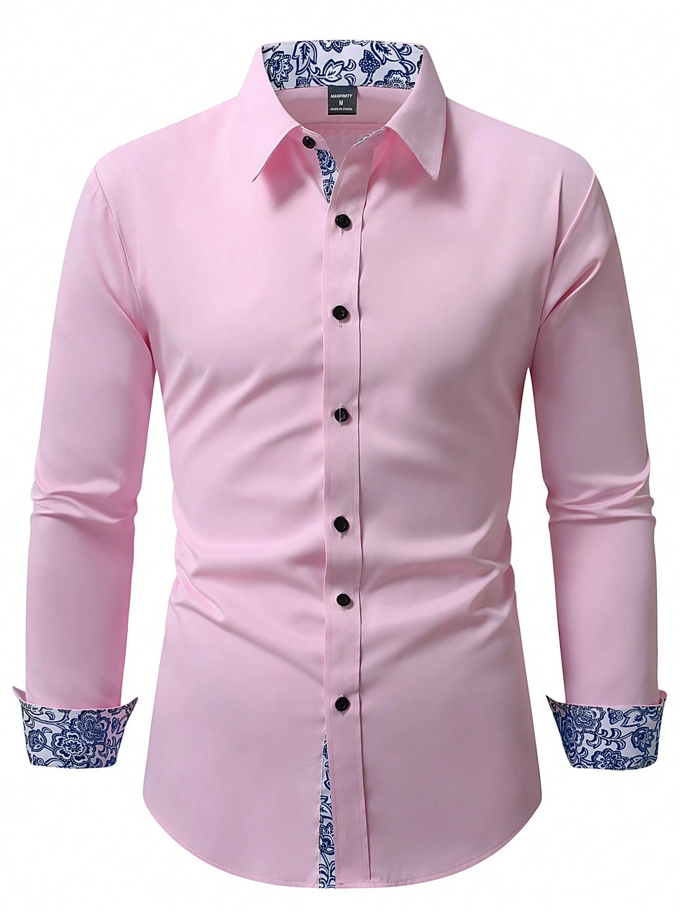 Stylish Manfinity Homme Floral Patchwork Long Sleeve Shirt - Perfect for Spring & Autumn Parties