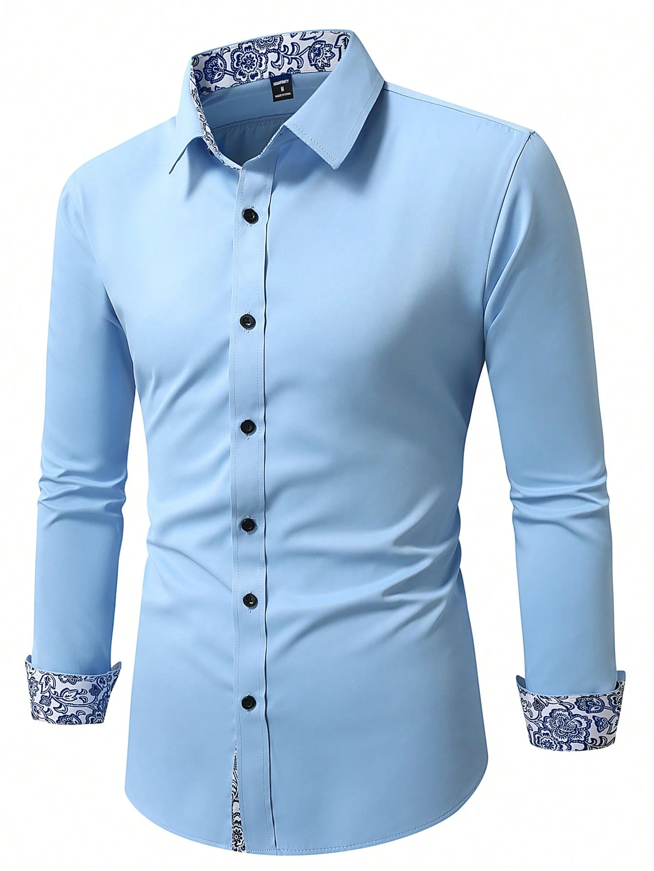 Stylish Manfinity Homme Floral Patchwork Long Sleeve Shirt - Perfect for Spring & Autumn Parties