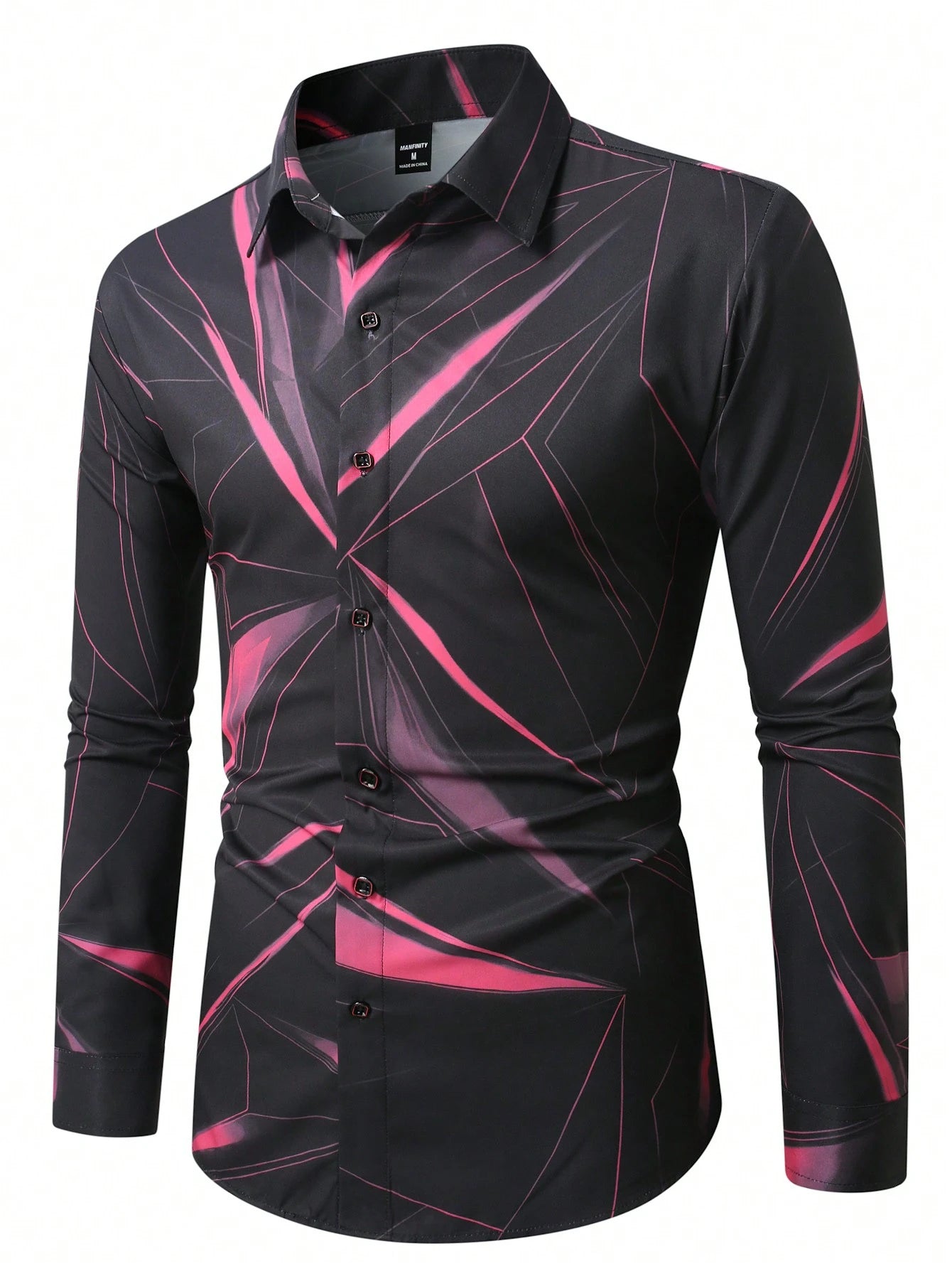 Manfinity LEGND Men's Vintage Geometric Long Sleeve Shirt - Perfect for Prom, Dads & Matching Outfits!