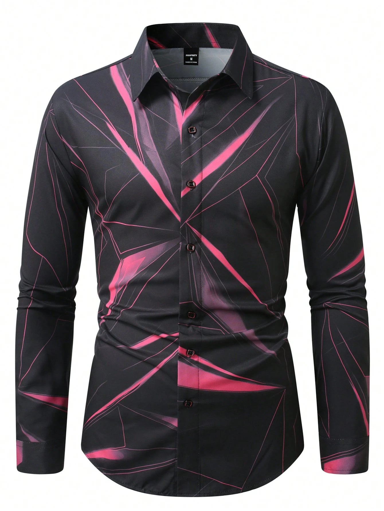 Manfinity LEGND Men's Vintage Geometric Long Sleeve Shirt - Perfect for Prom, Dads & Matching Outfits!