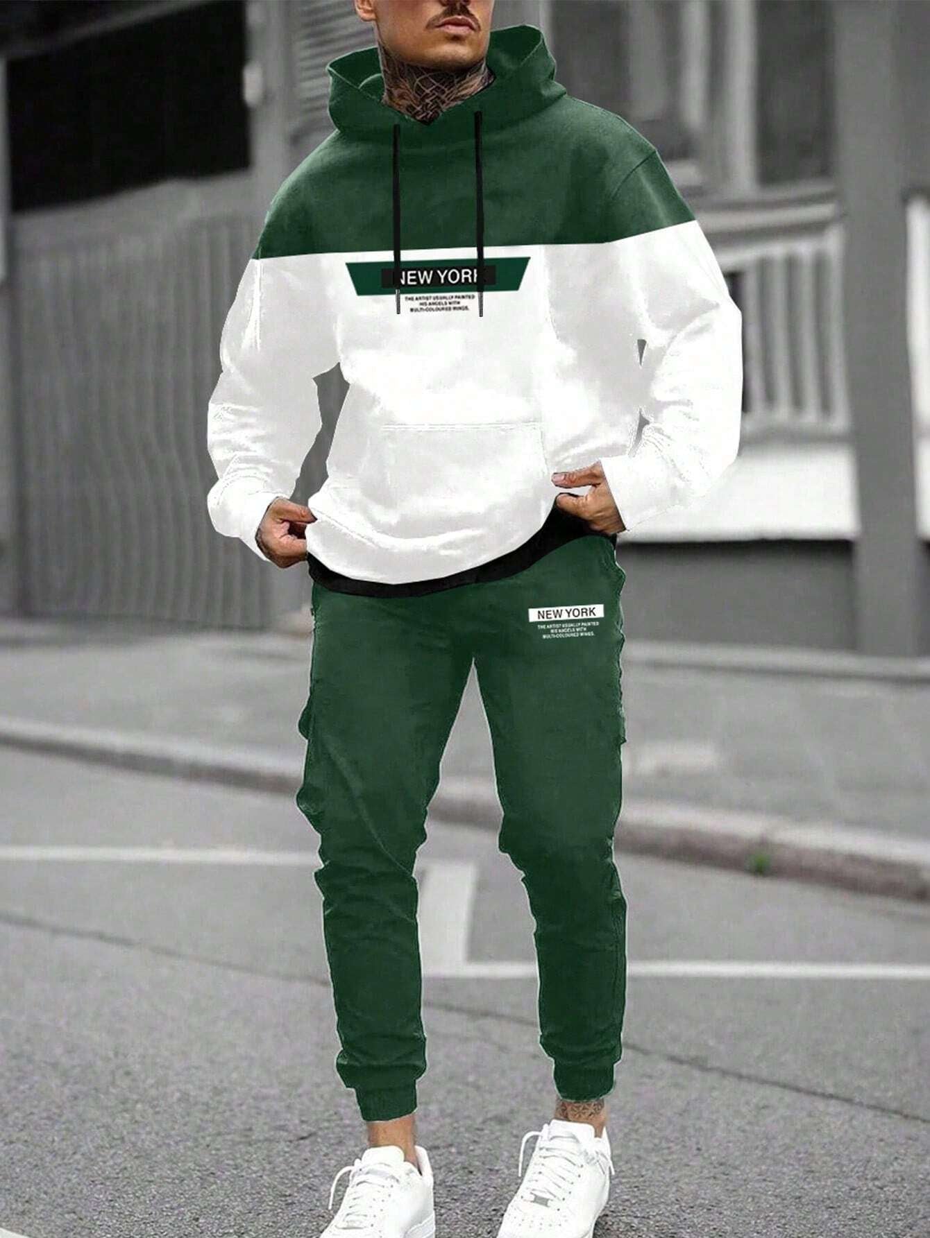 Stylish Manfinity Homme 2-Piece Men's Casual Hoodie & Sweatpants Set - Perfect for Autumn/Winter!