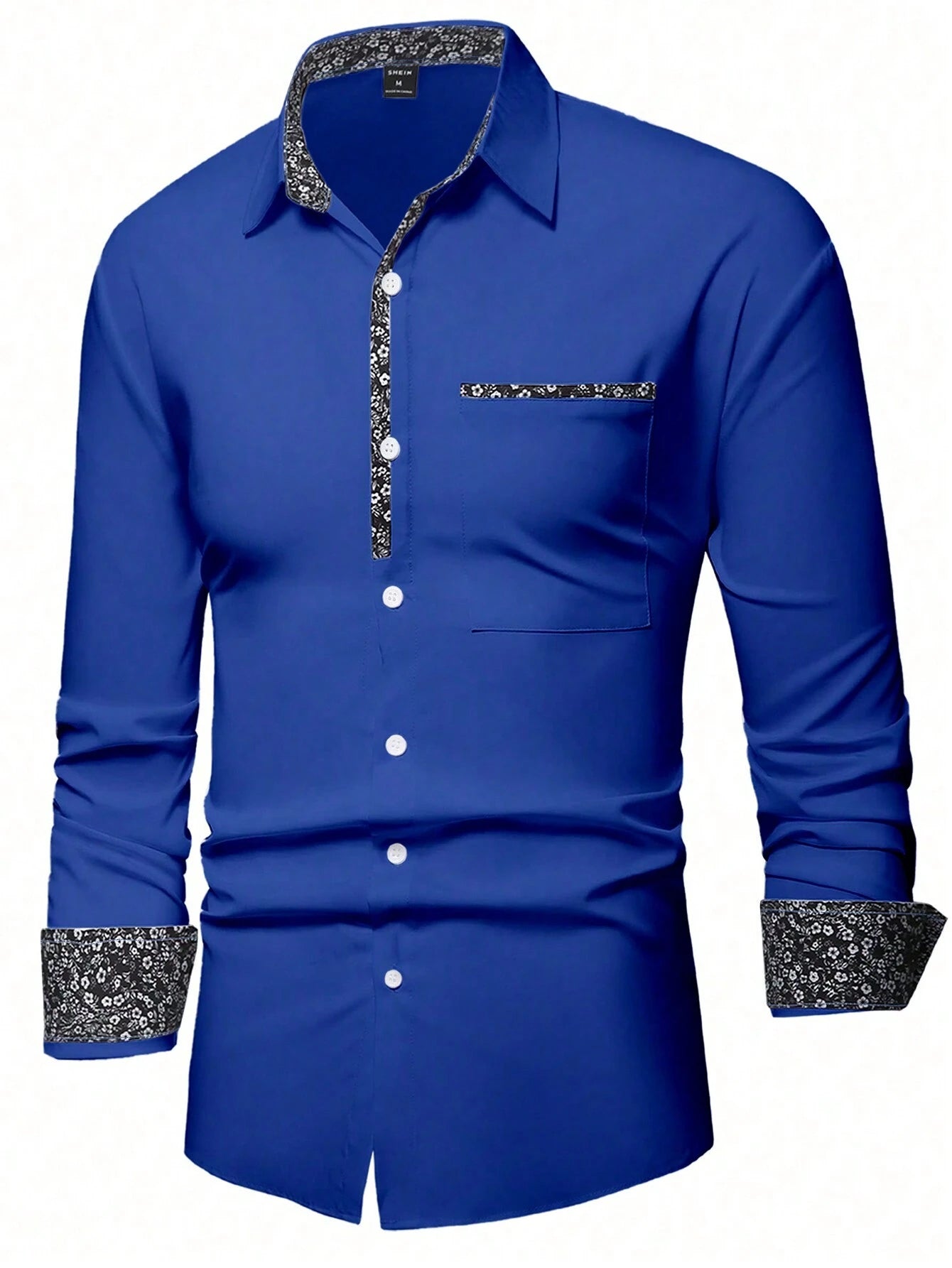 Stylish Orange Patchwork Long Sleeve Shirt for Men - Perfect for Casual Fashion