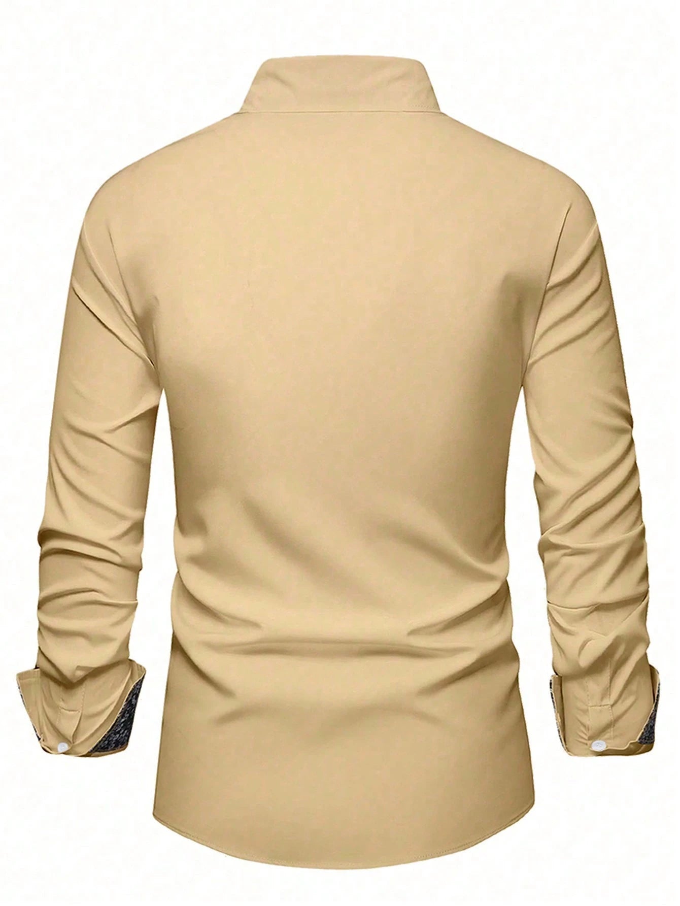 Stylish Orange Patchwork Long Sleeve Shirt for Men - Perfect for Casual Fashion