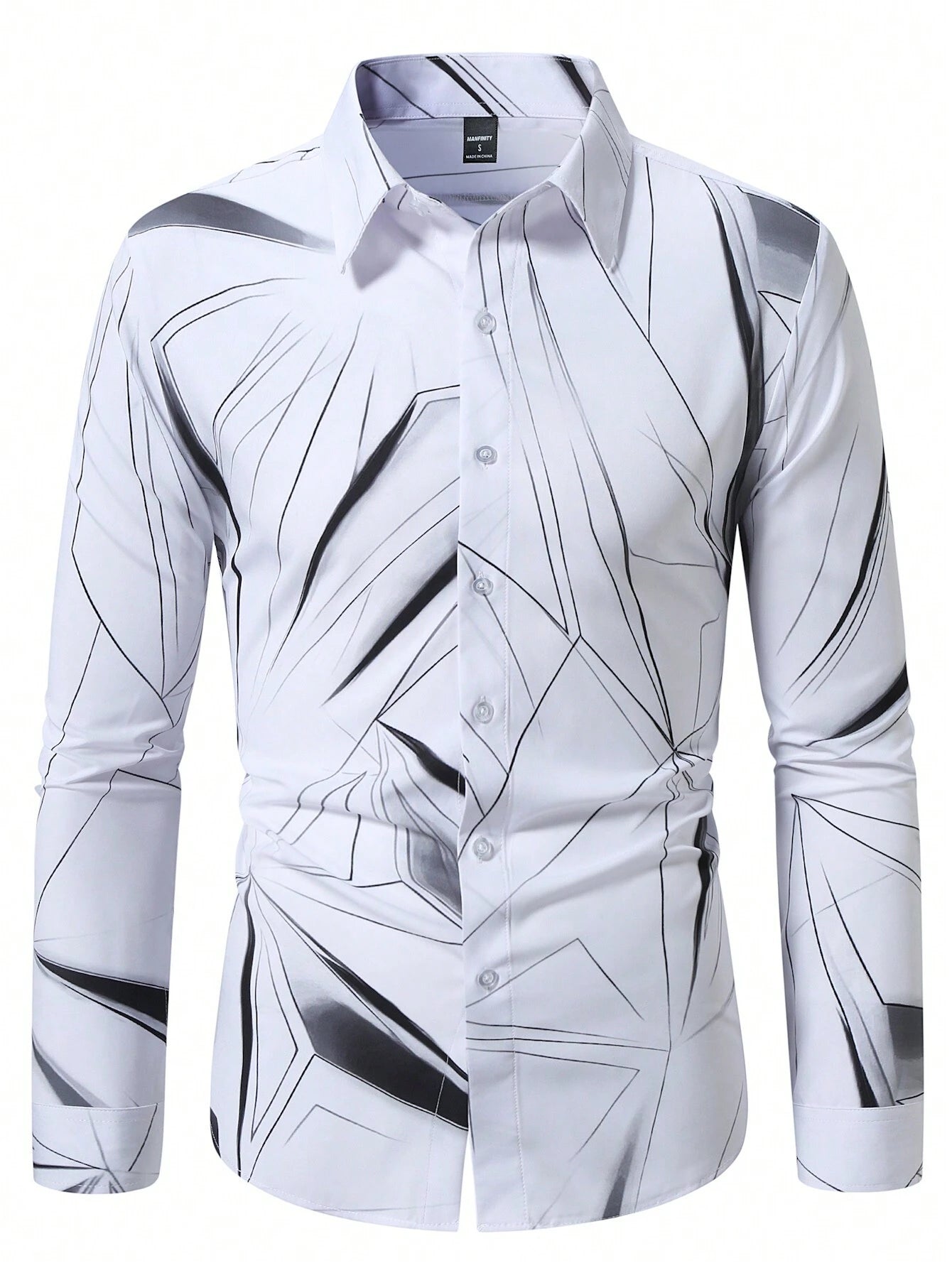 Manfinity LEGND Men's Vintage Geometric Long Sleeve Shirt - Perfect for Prom, Dads & Matching Outfits!