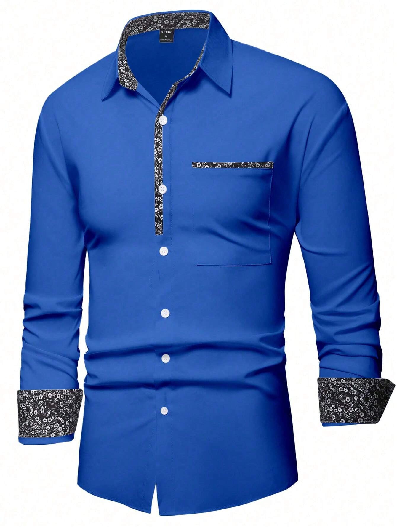 Stylish Orange Patchwork Long Sleeve Shirt for Men - Perfect for Casual Fashion