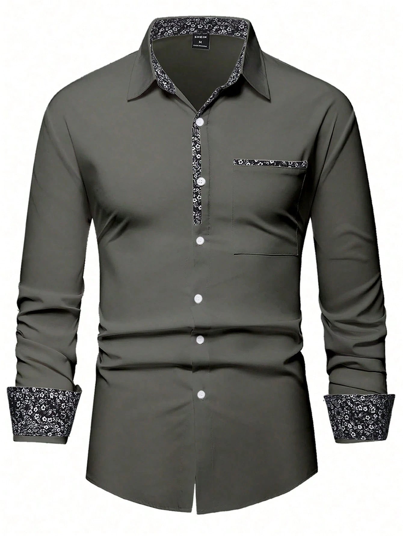 Stylish Orange Patchwork Long Sleeve Shirt for Men - Perfect for Casual Fashion