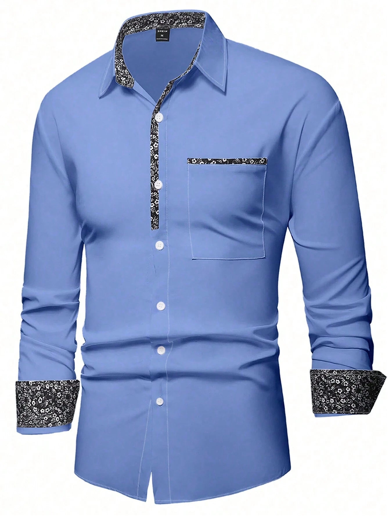 Stylish Orange Patchwork Long Sleeve Shirt for Men - Perfect for Casual Fashion