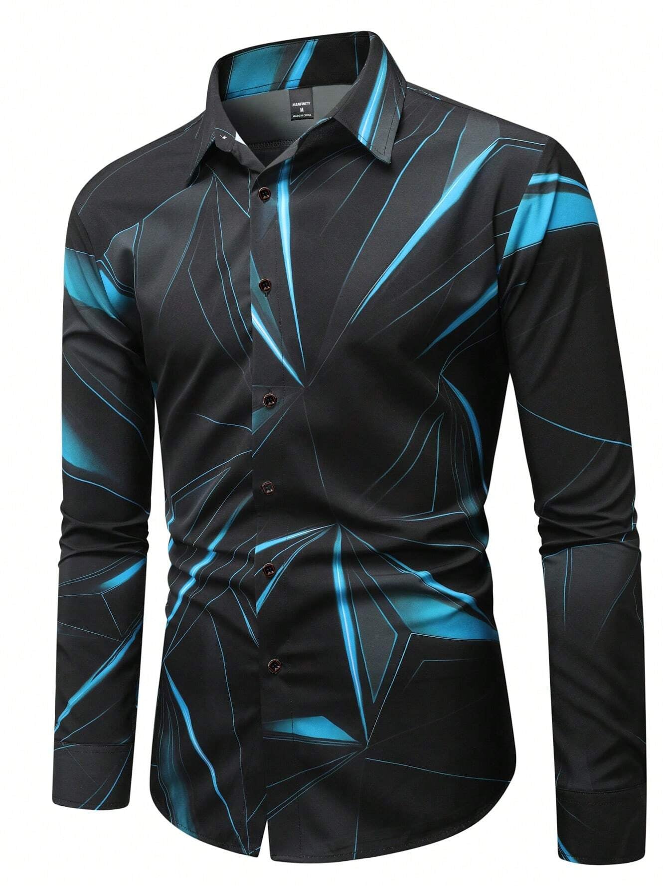 Manfinity LEGND Men's Vintage Geometric Long Sleeve Shirt - Perfect for Prom, Dads & Matching Outfits!