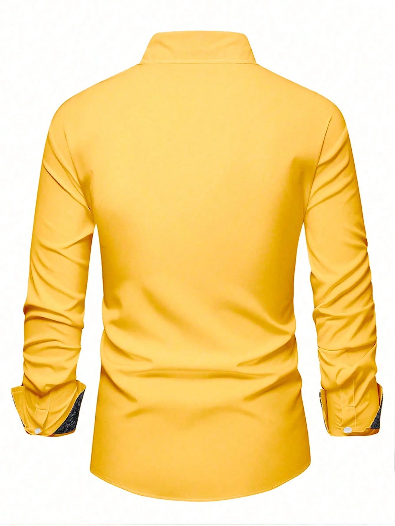 Stylish Orange Patchwork Long Sleeve Shirt for Men - Perfect for Casual Fashion