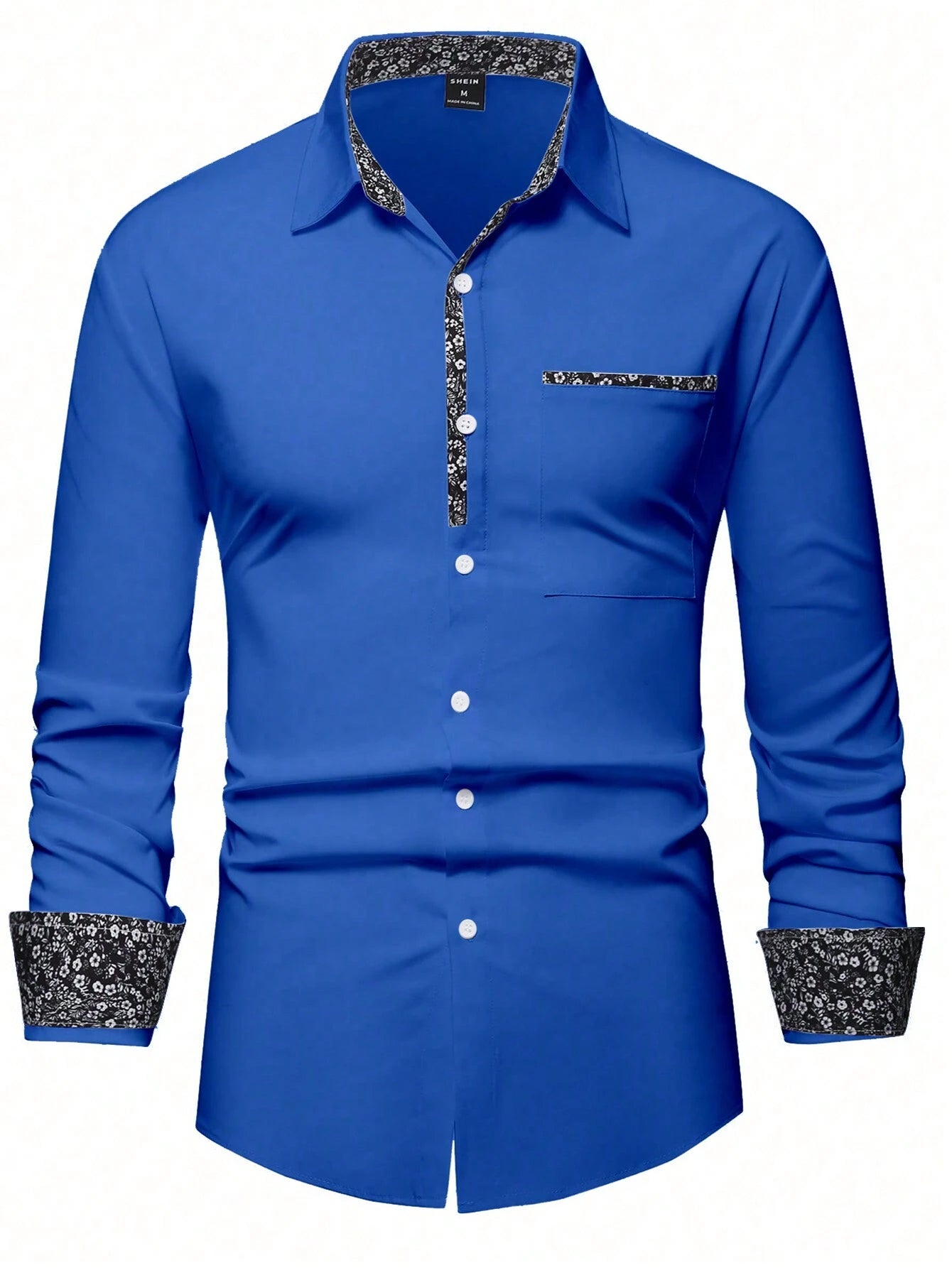 Stylish Orange Patchwork Long Sleeve Shirt for Men - Perfect for Casual Fashion