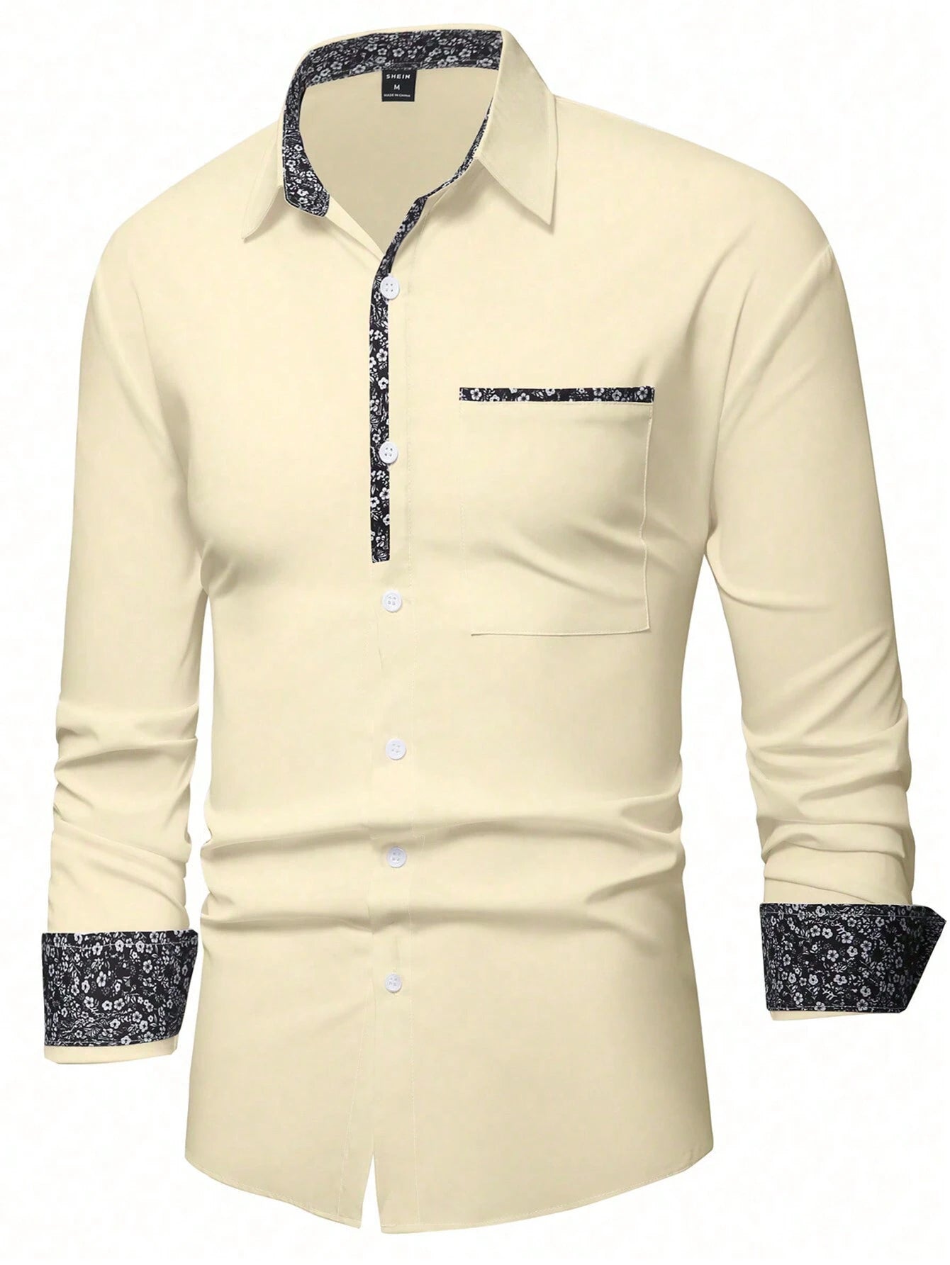 Stylish Orange Patchwork Long Sleeve Shirt for Men - Perfect for Casual Fashion