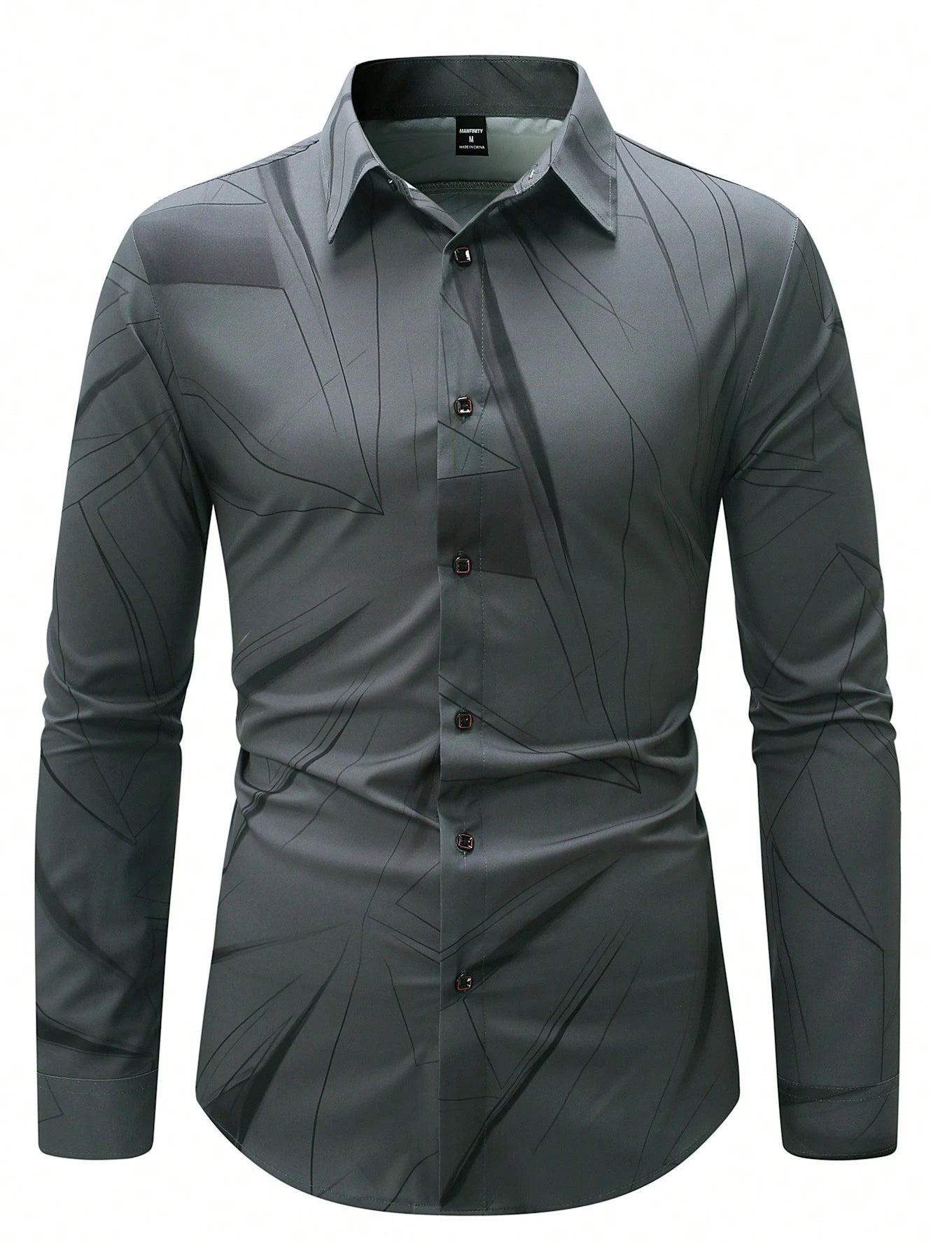 Manfinity LEGND Men's Vintage Geometric Long Sleeve Shirt - Perfect for Prom, Dads & Matching Outfits!