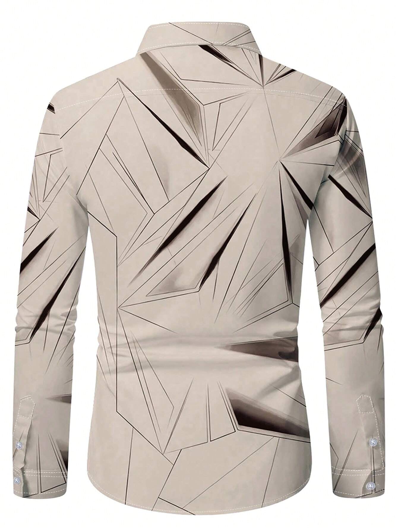 Manfinity LEGND Men's Vintage Geometric Long Sleeve Shirt - Perfect for Prom, Dads & Matching Outfits!