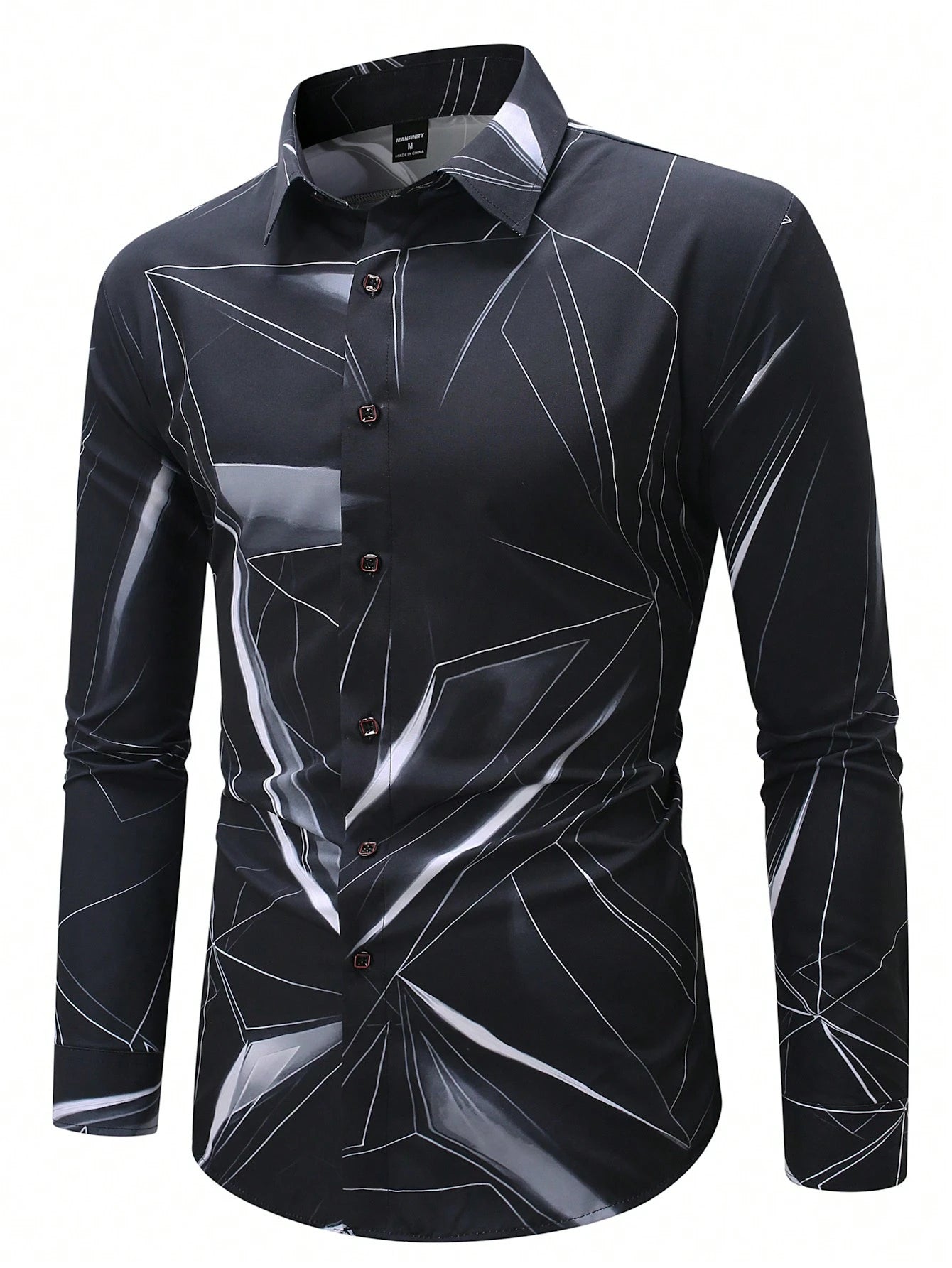 Manfinity LEGND Men's Vintage Geometric Long Sleeve Shirt - Perfect for Prom, Dads & Matching Outfits!