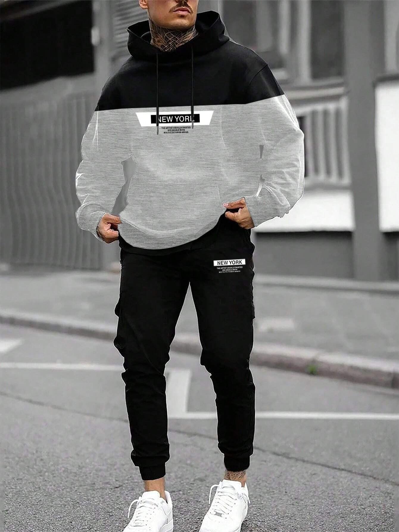 Stylish Manfinity Homme 2-Piece Men's Casual Hoodie & Sweatpants Set - Perfect for Autumn/Winter!