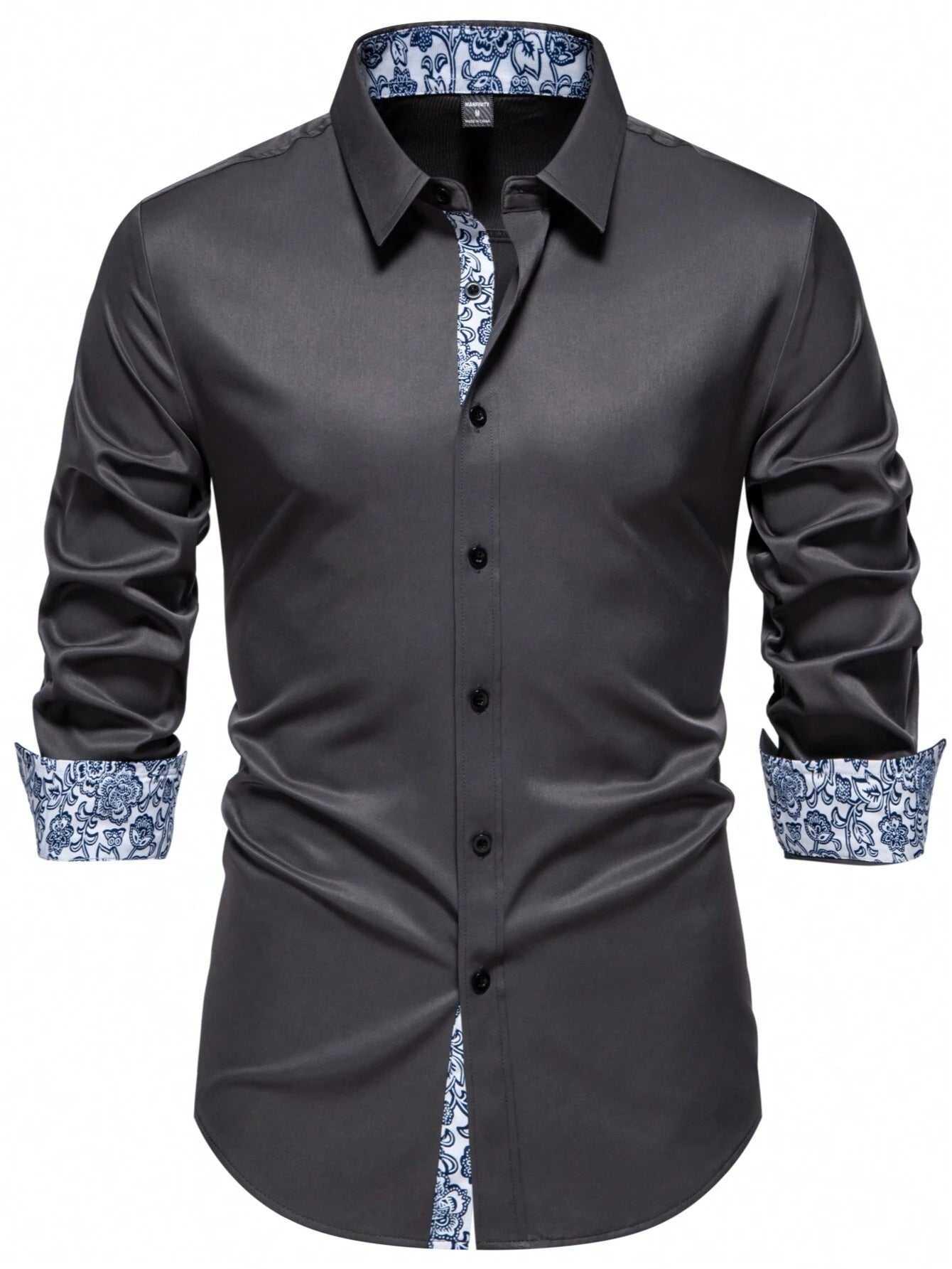 Stylish Manfinity Homme Floral Patchwork Long Sleeve Shirt - Perfect for Spring & Autumn Parties