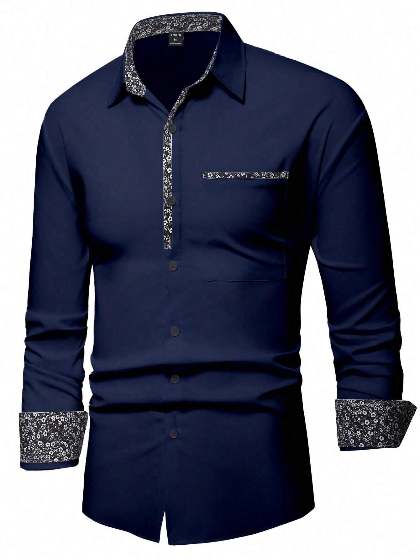 Stylish Orange Patchwork Long Sleeve Shirt for Men - Perfect for Casual Fashion