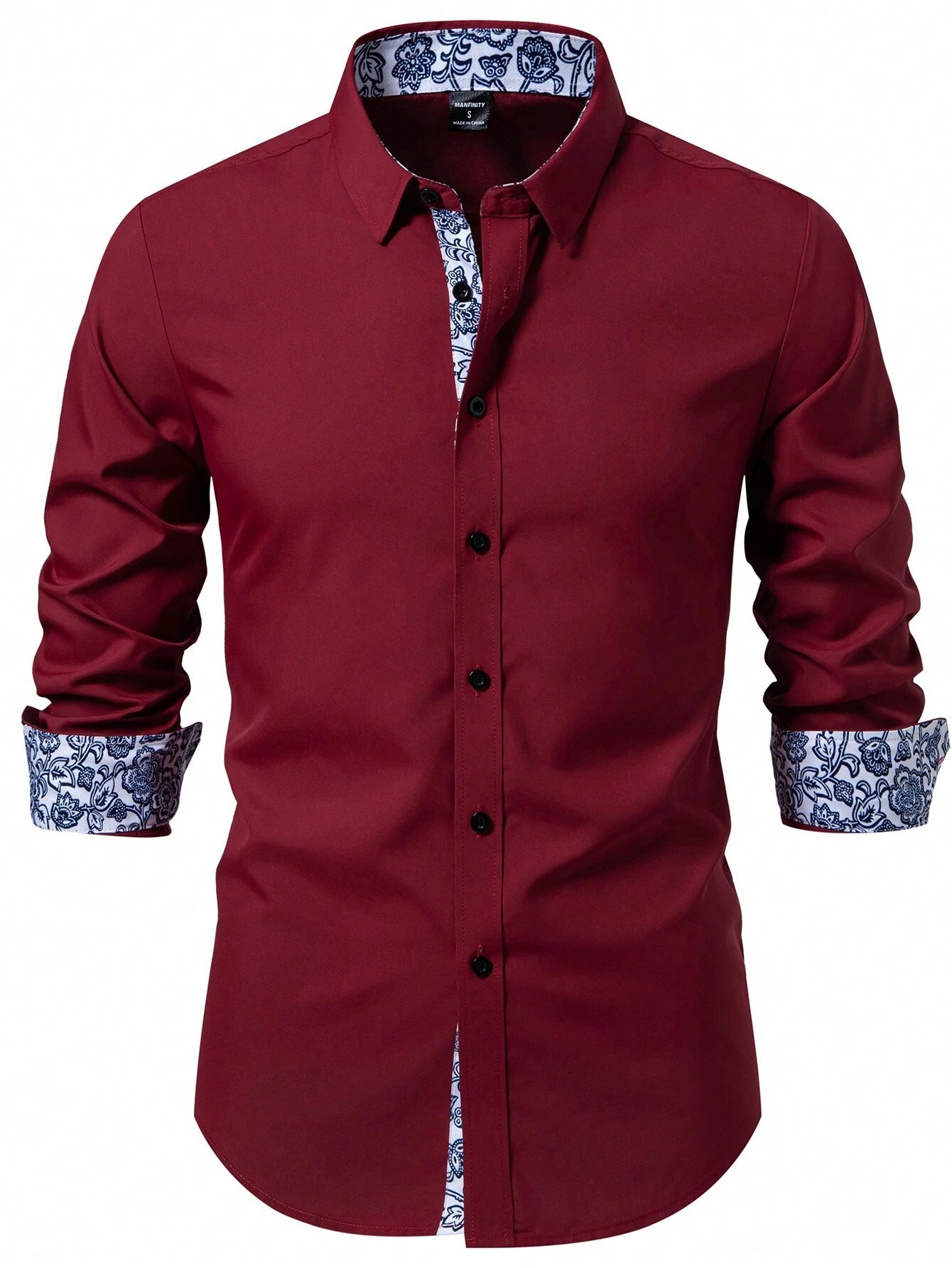 Stylish Manfinity Homme Floral Patchwork Long Sleeve Shirt - Perfect for Spring & Autumn Parties