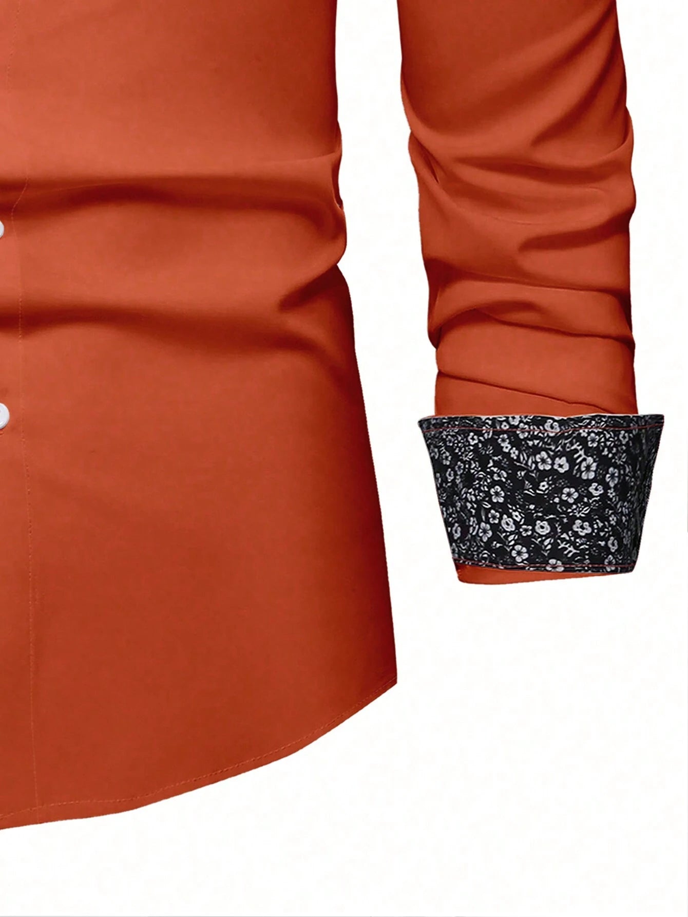 Stylish Orange Patchwork Long Sleeve Shirt for Men - Perfect for Casual Fashion