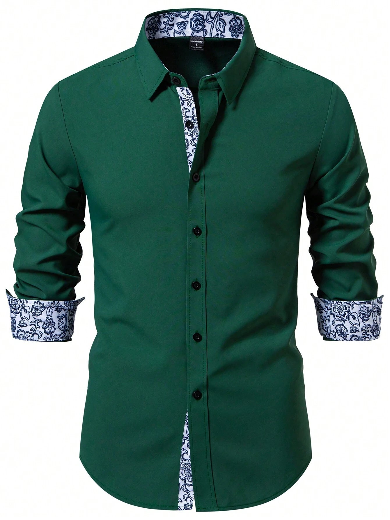 Stylish Manfinity Homme Floral Patchwork Long Sleeve Shirt - Perfect for Spring & Autumn Parties