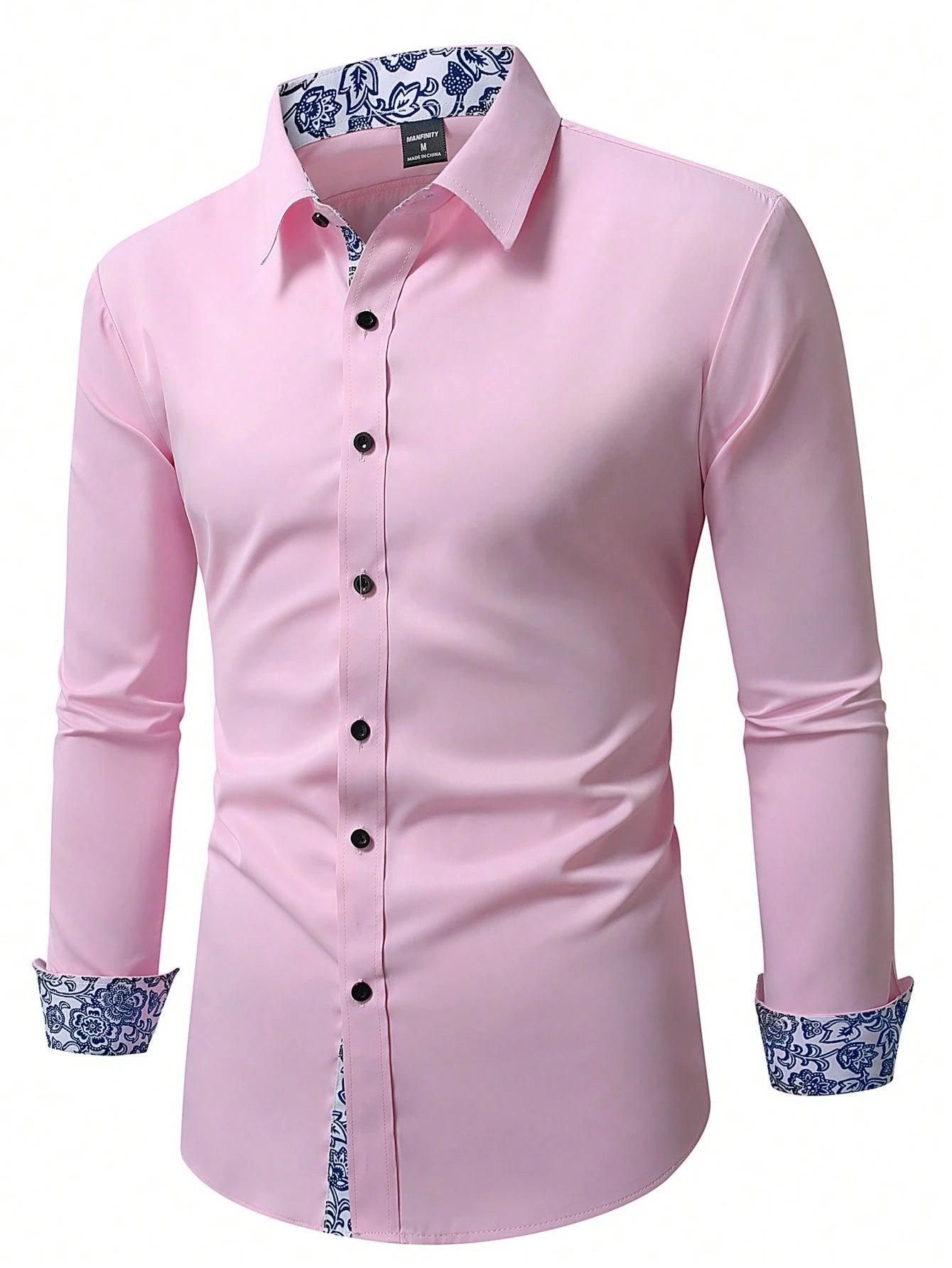 Stylish Manfinity Homme Floral Patchwork Long Sleeve Shirt - Perfect for Spring & Autumn Parties