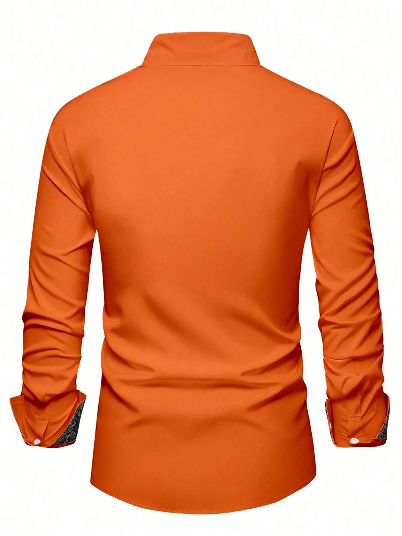 Stylish Orange Patchwork Long Sleeve Shirt for Men - Perfect for Casual Fashion